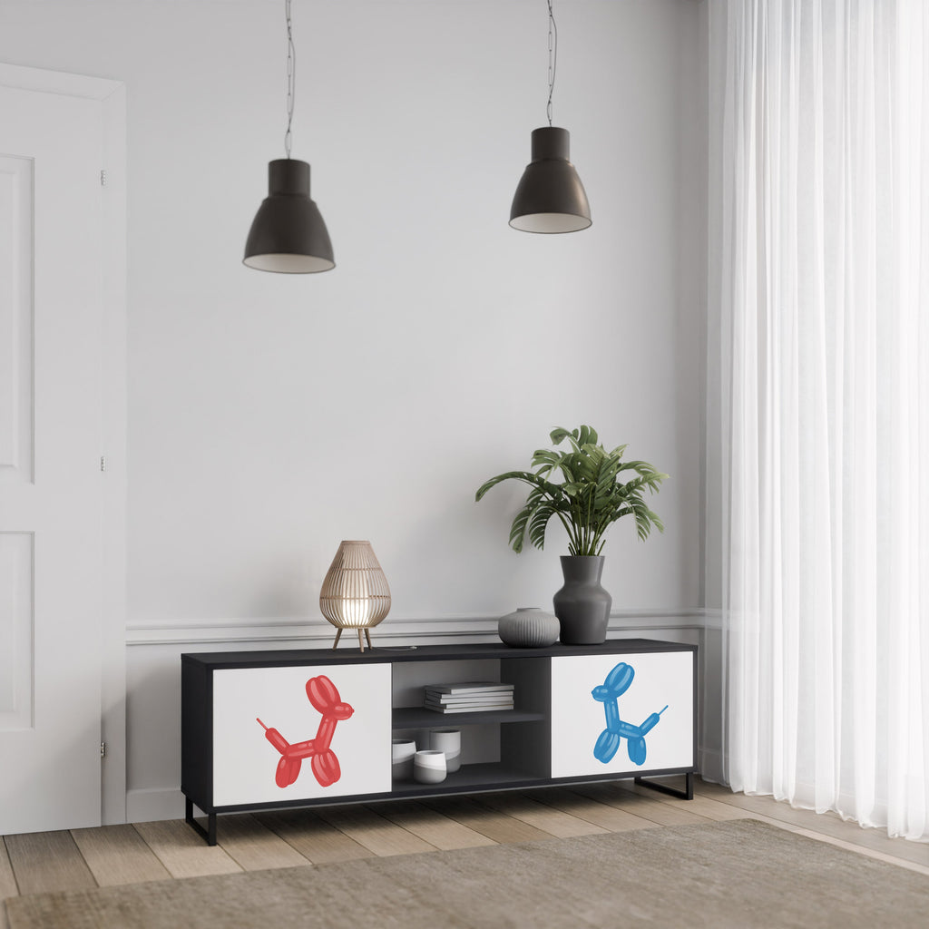 CHILDHOOD MEMORY 2-Door TV Stand in Black Finish