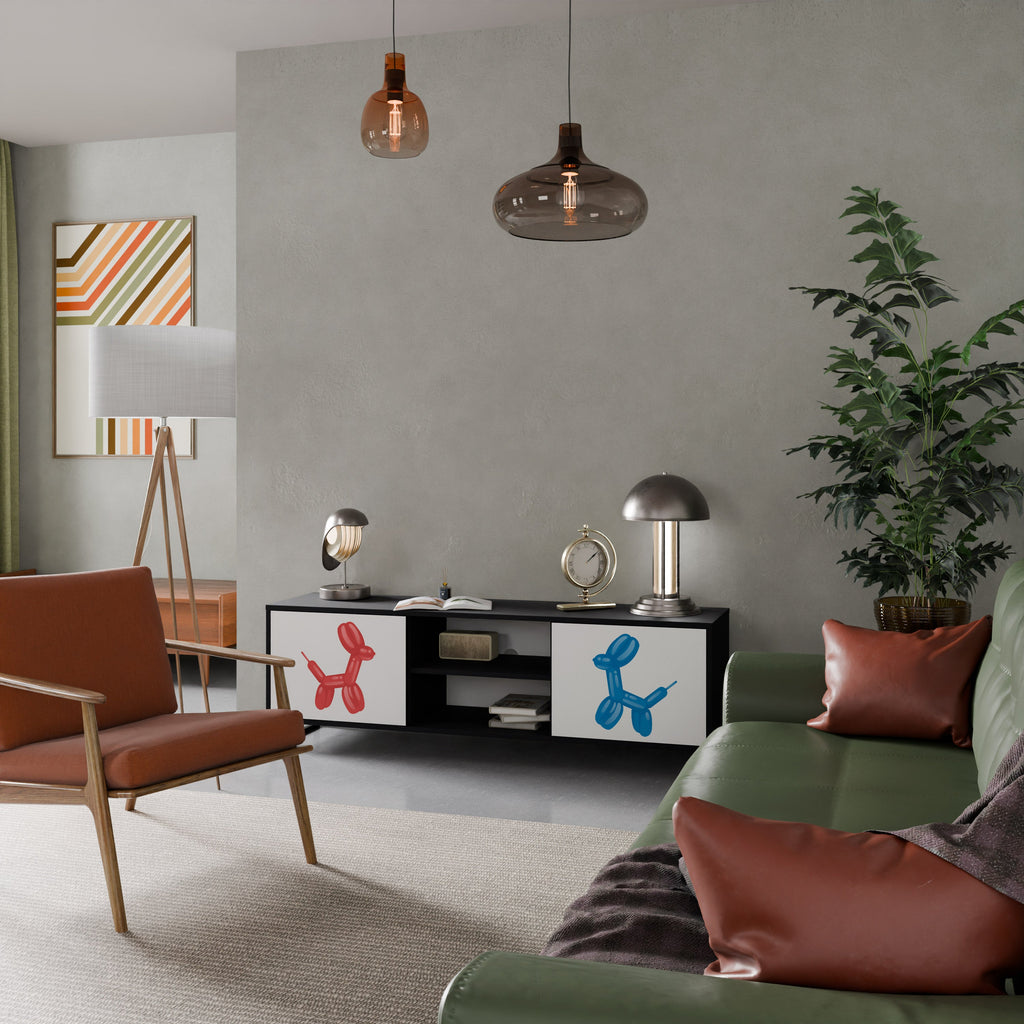 CHILDHOOD MEMORY 2-Door TV Stand in Black Finish