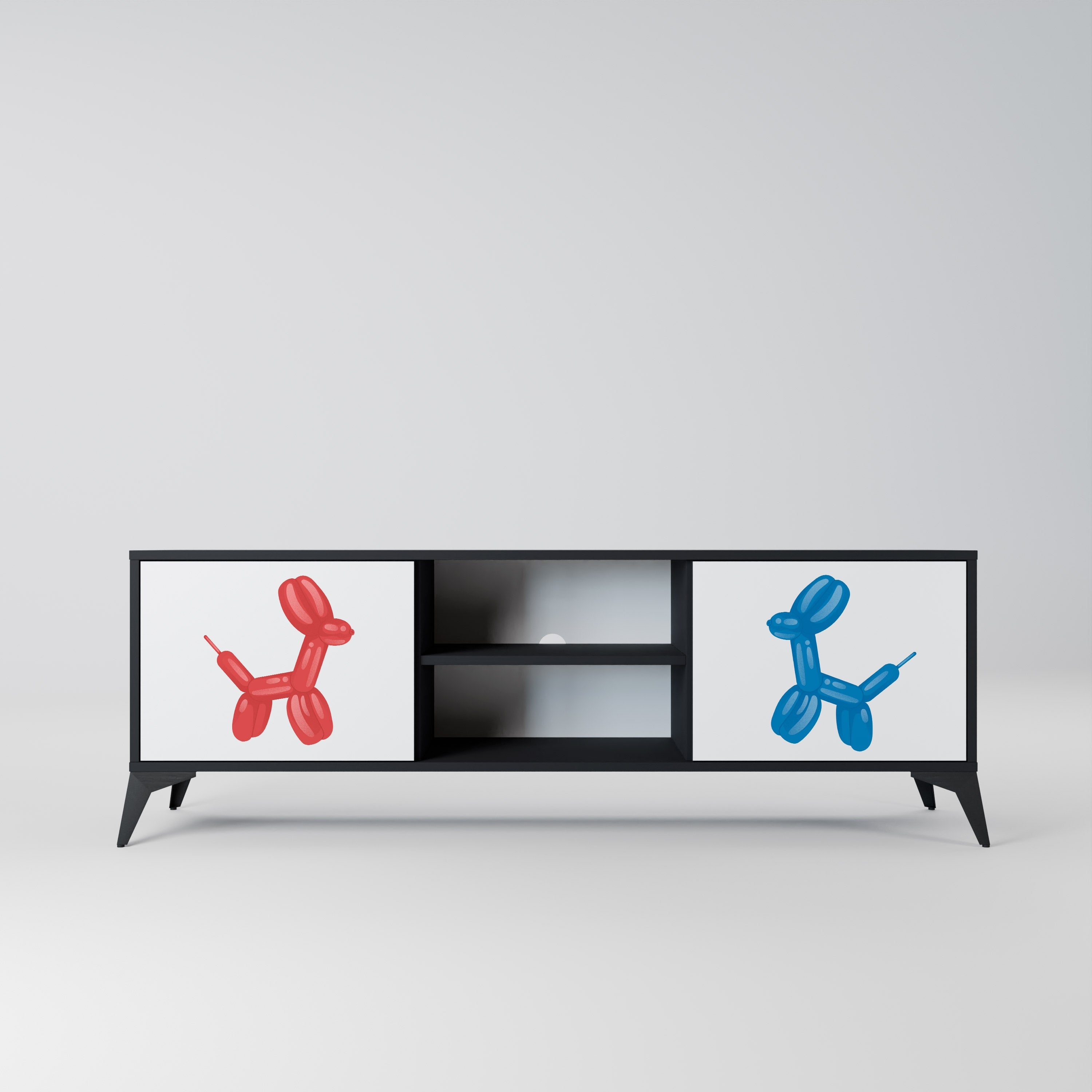 CHILDHOOD MEMORY 2-Door TV Stand in Black Finish