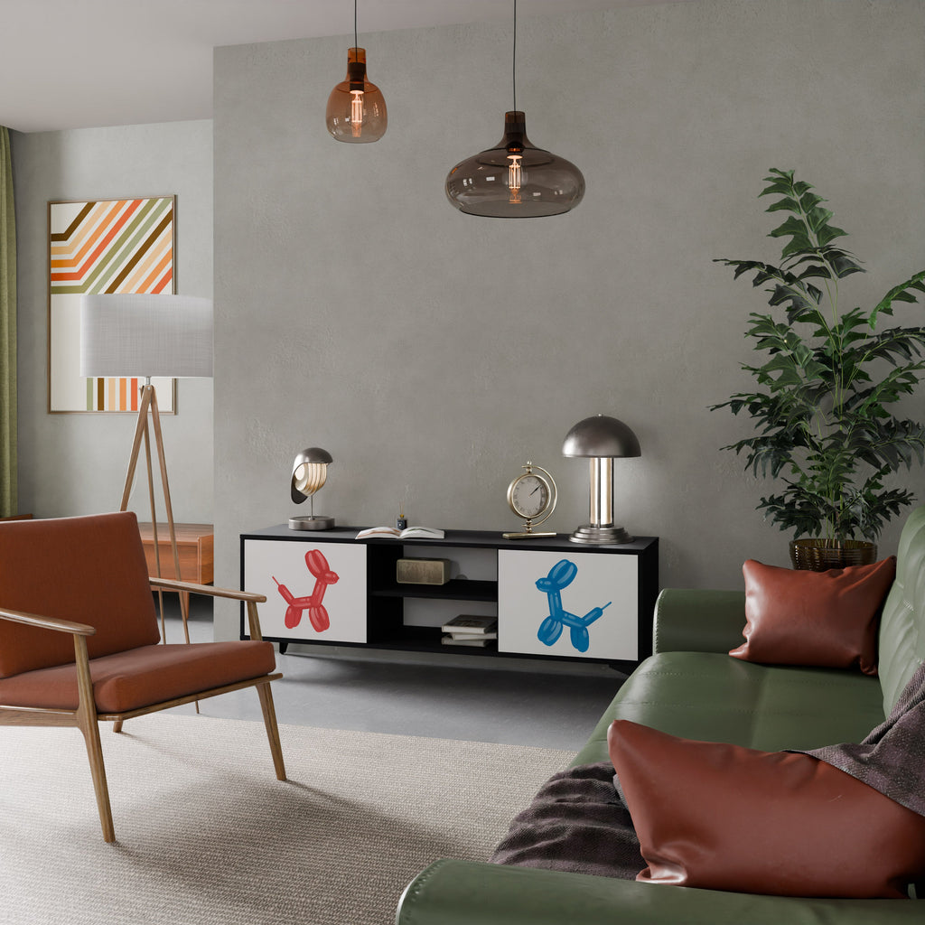 CHILDHOOD MEMORY 2-Door TV Stand in Black Finish