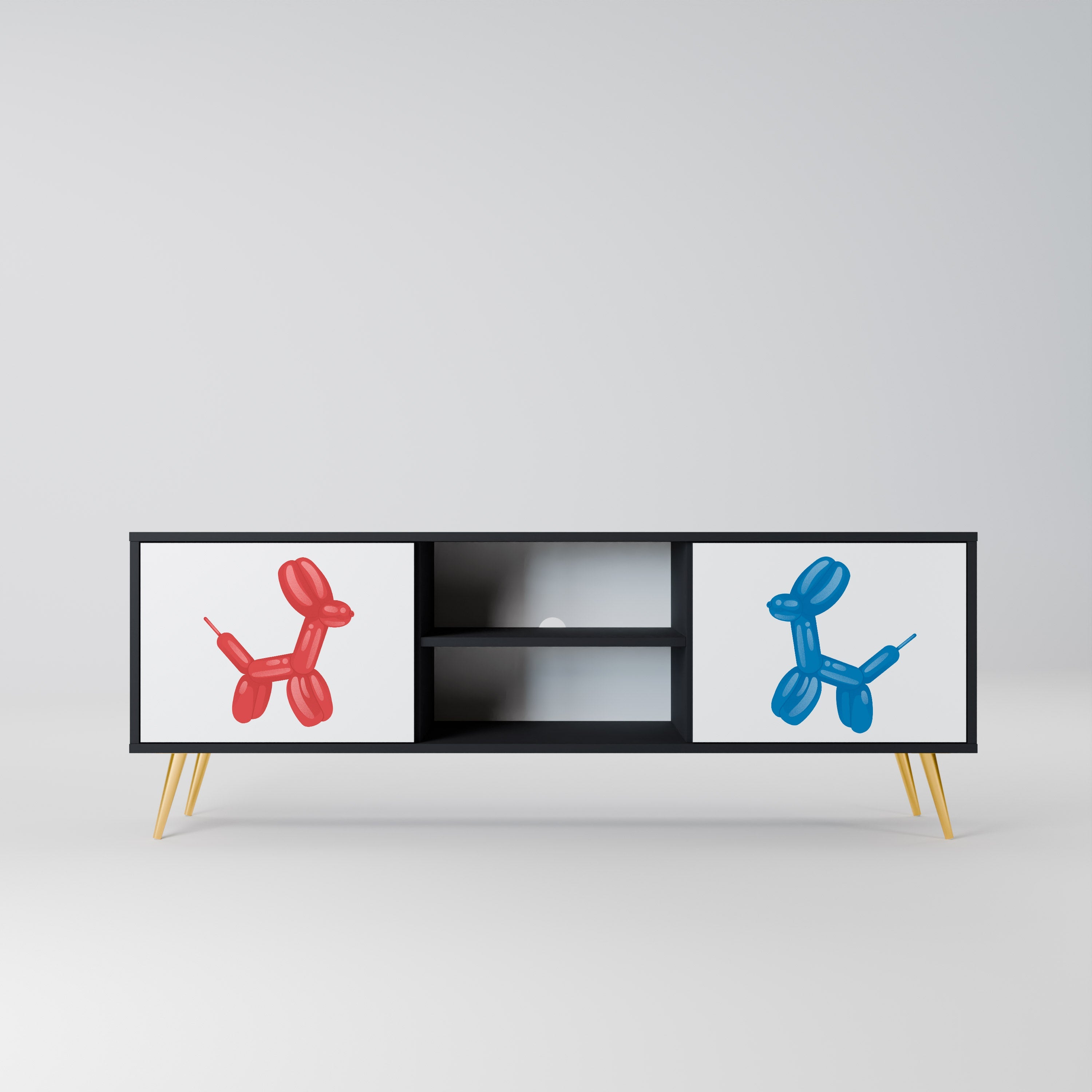 CHILDHOOD MEMORY 2-Door TV Stand in Black Finish