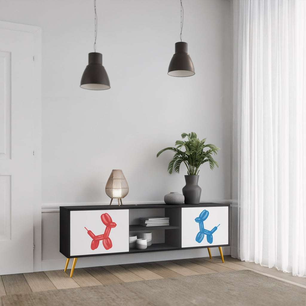 CHILDHOOD MEMORY 2-Door TV Stand in Black Finish