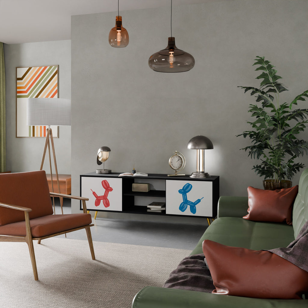 CHILDHOOD MEMORY 2-Door TV Stand in Black Finish