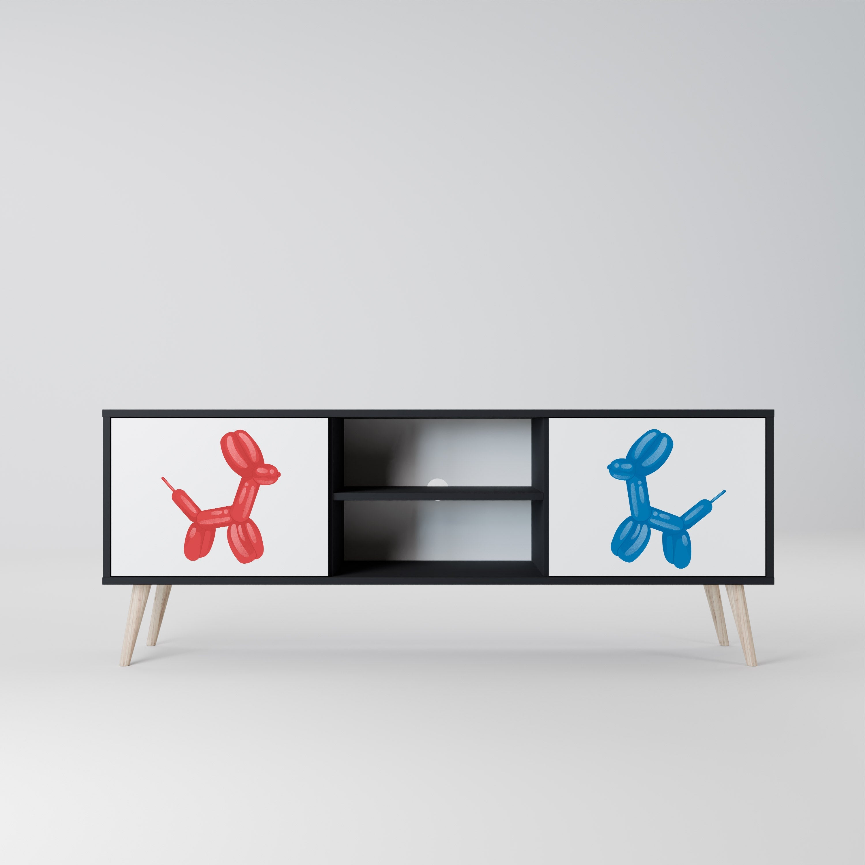 CHILDHOOD MEMORY 2-Door TV Stand in Black Finish