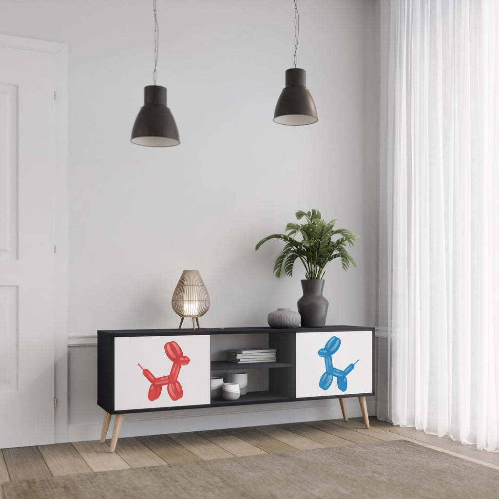 CHILDHOOD MEMORY 2-Door TV Stand in Black Finish