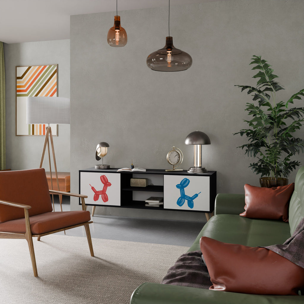 CHILDHOOD MEMORY 2-Door TV Stand in Black Finish