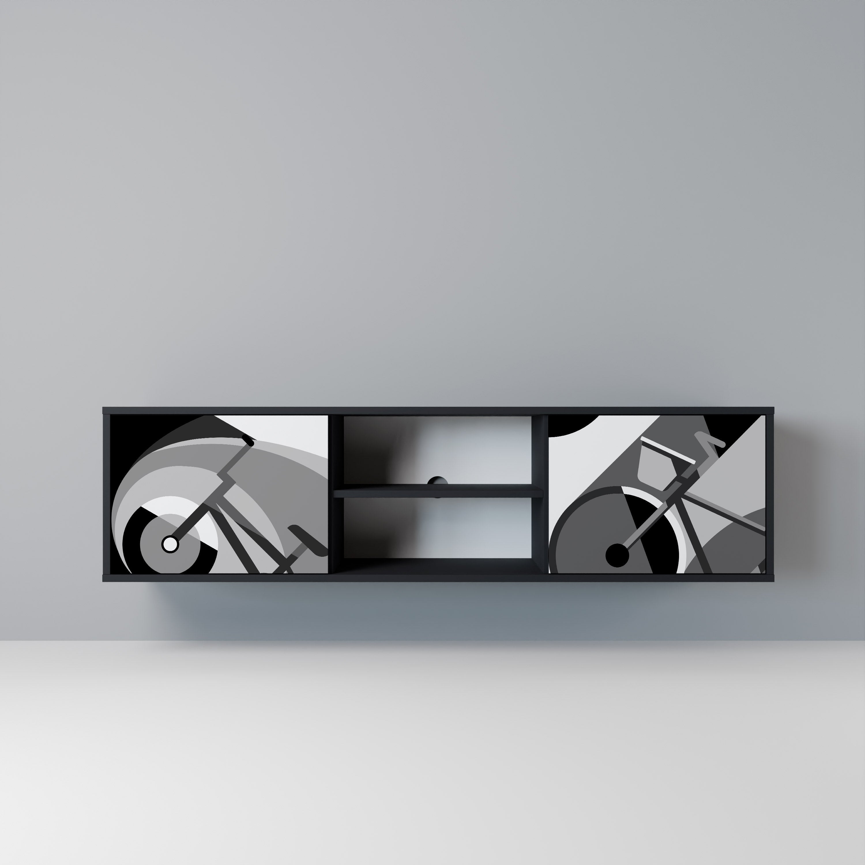 Meuble TV 2 portes BIKE ENERGY finition noire