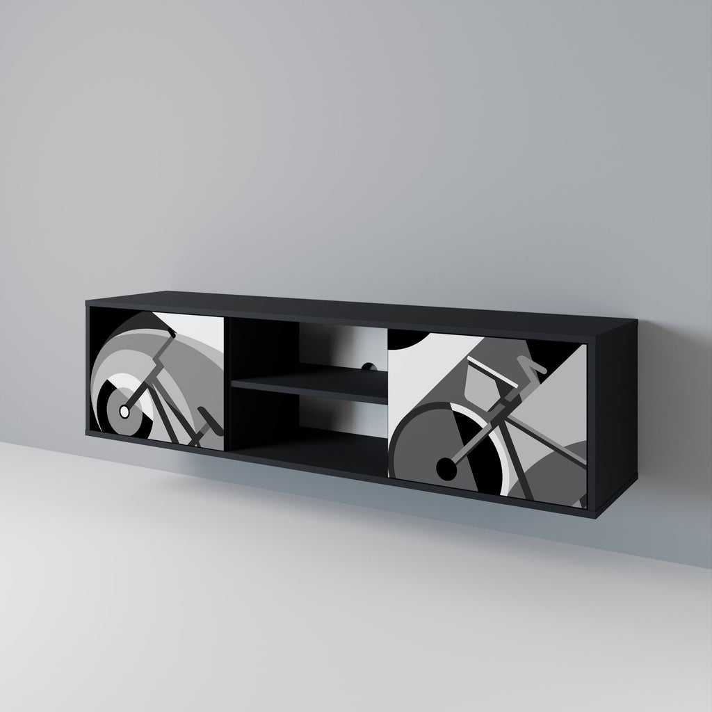 Meuble TV 2 portes BIKE ENERGY finition noire