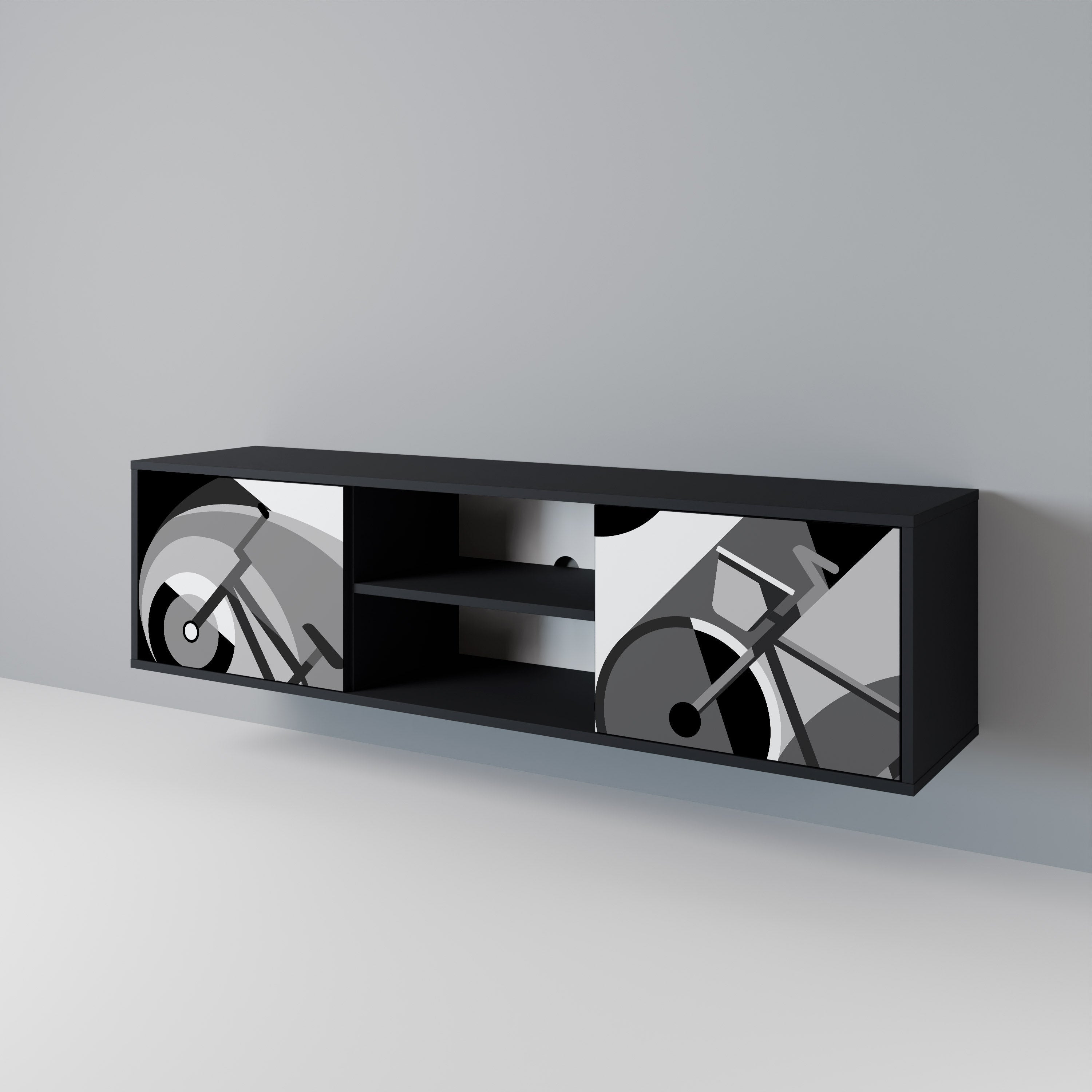 Meuble TV 2 portes BIKE ENERGY finition noire