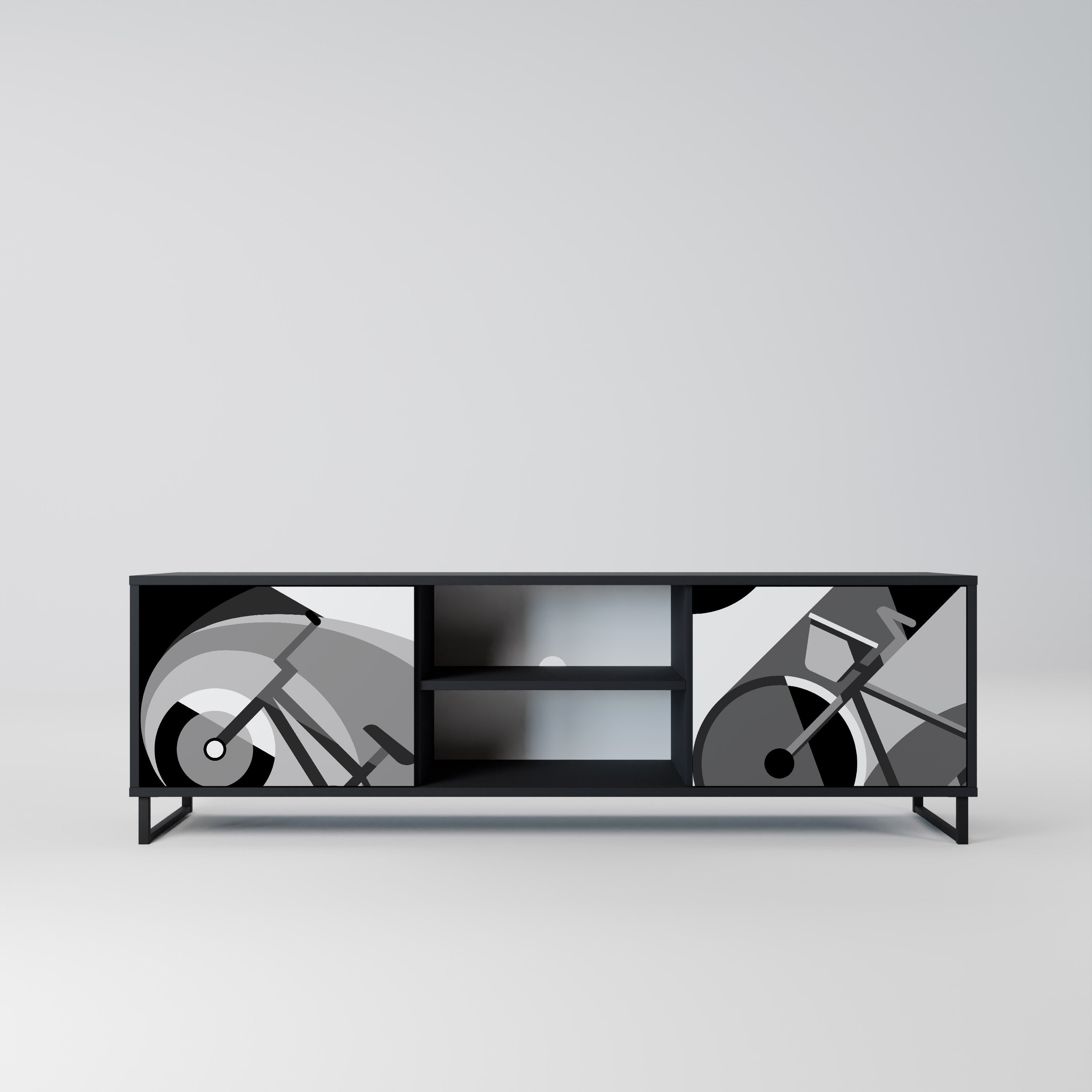 Meuble TV 2 portes BIKE ENERGY finition noire