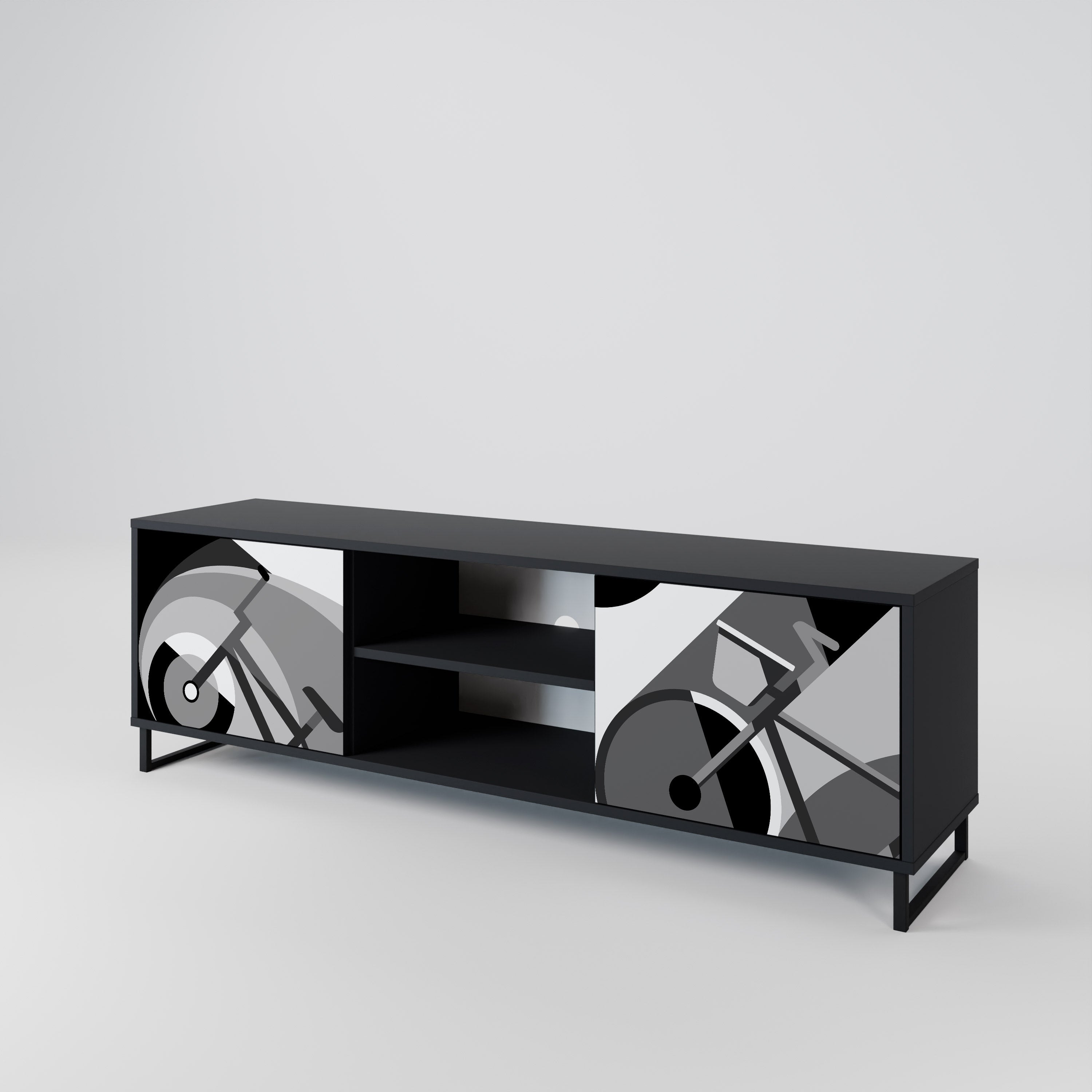 Meuble TV 2 portes BIKE ENERGY finition noire