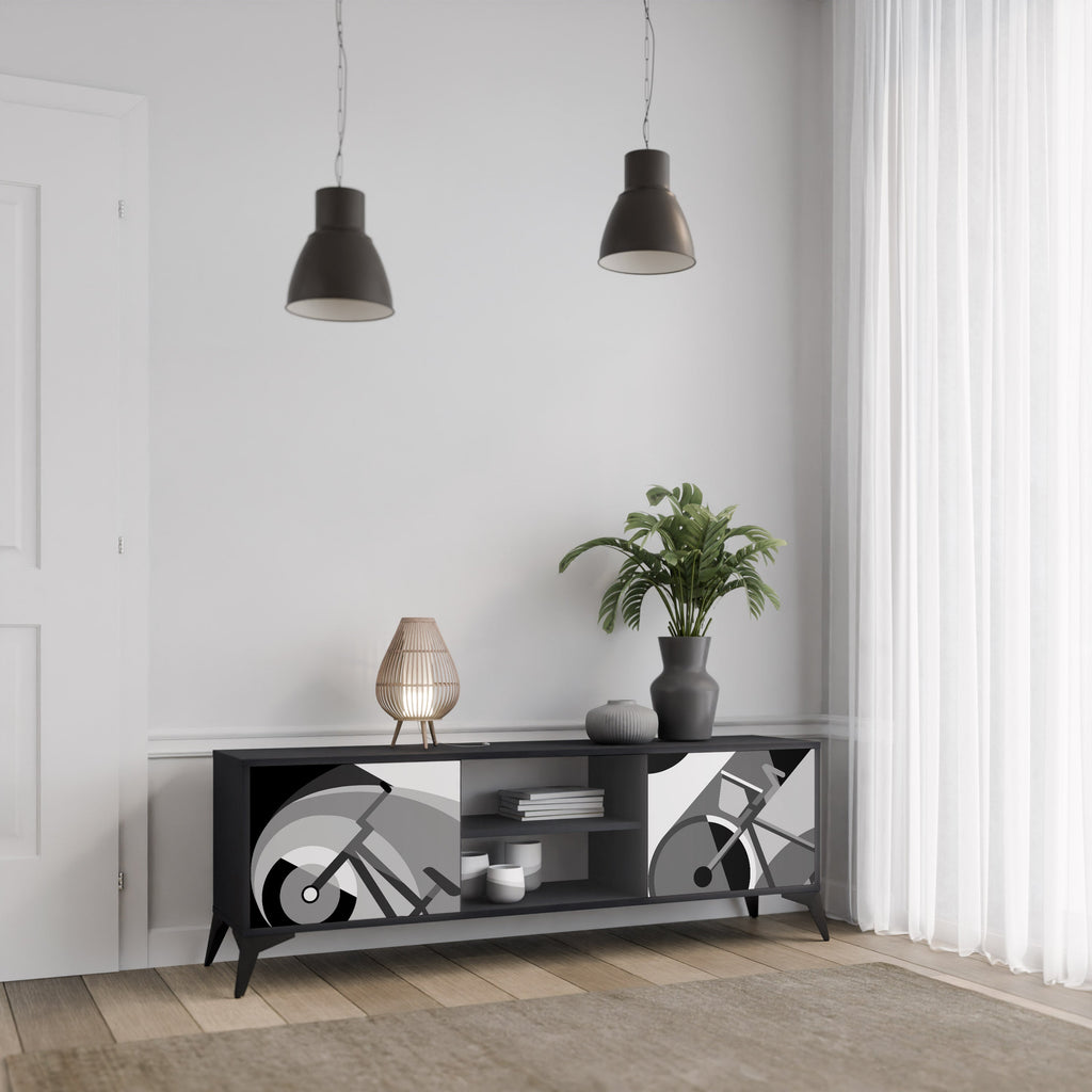 Meuble TV 2 portes BIKE ENERGY finition noire