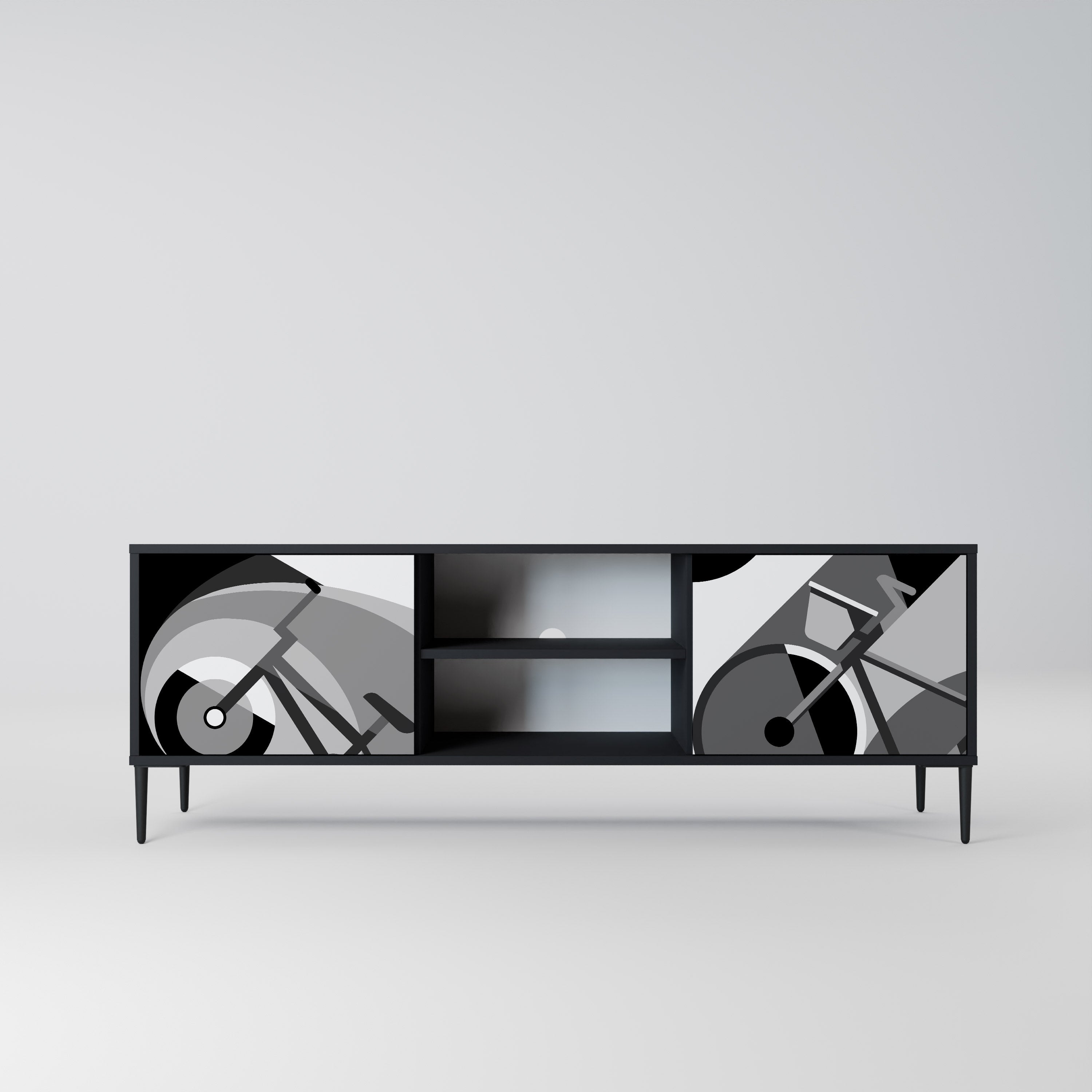 Meuble TV 2 portes BIKE ENERGY finition noire