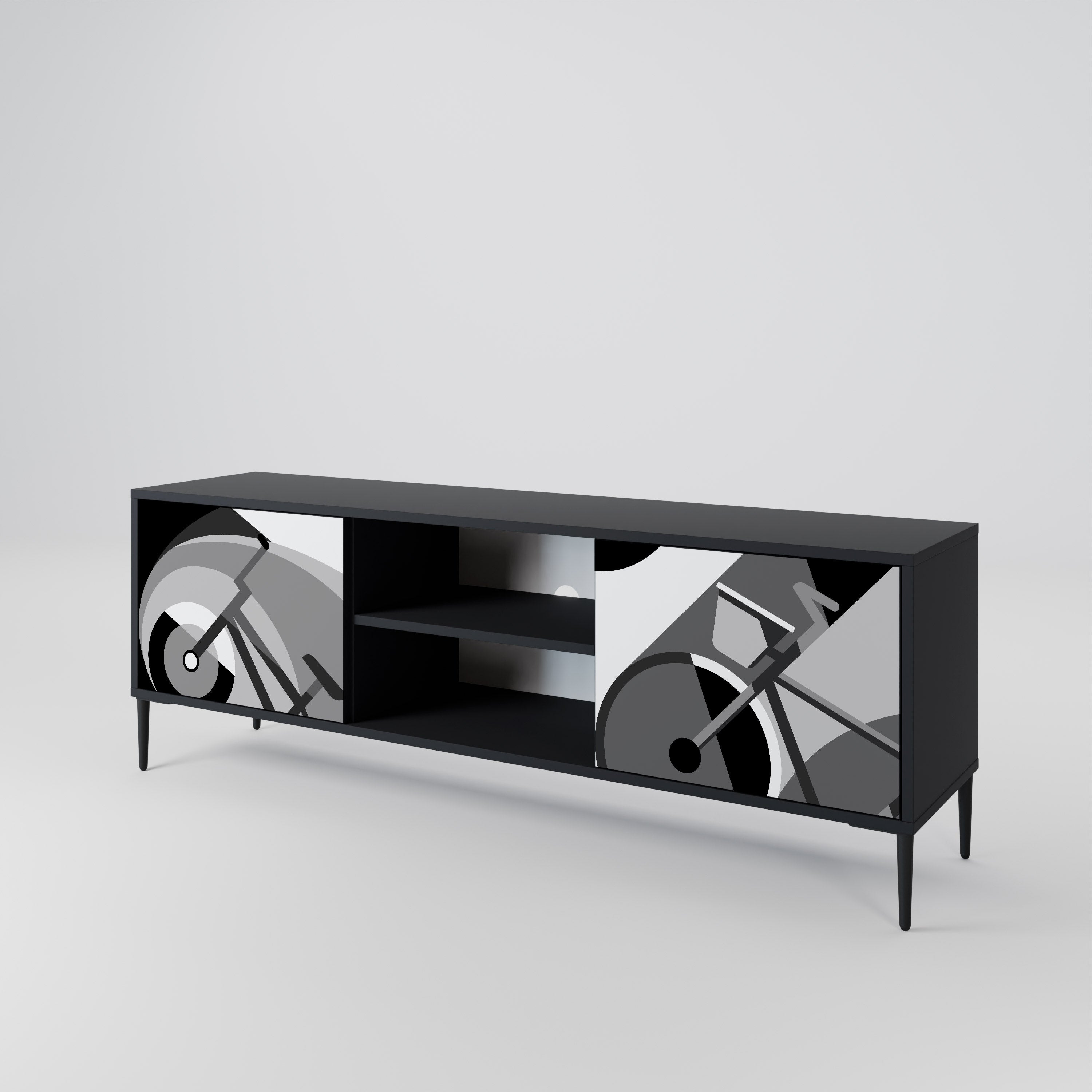 Meuble TV 2 portes BIKE ENERGY finition noire