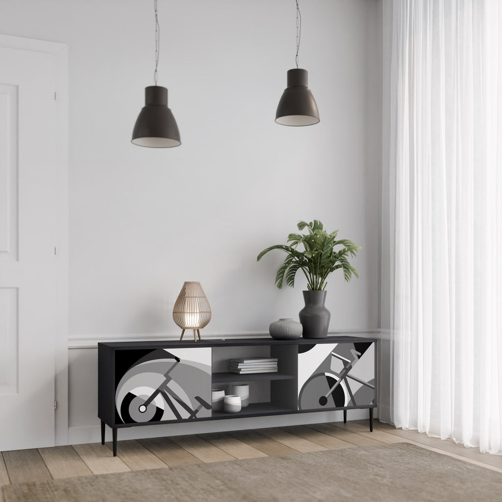 Meuble TV 2 portes BIKE ENERGY finition noire