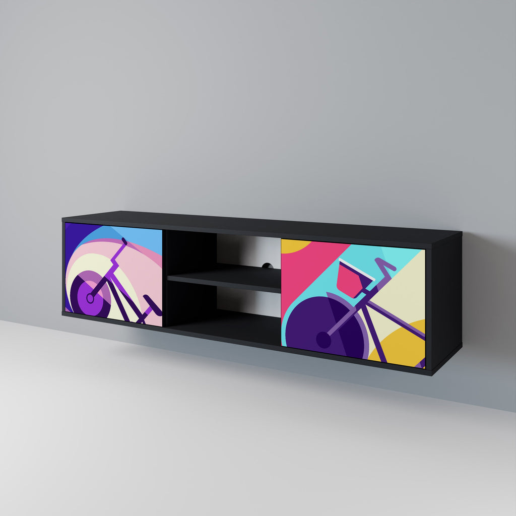 Meuble TV 2 portes BIKE DREAMS finition noire