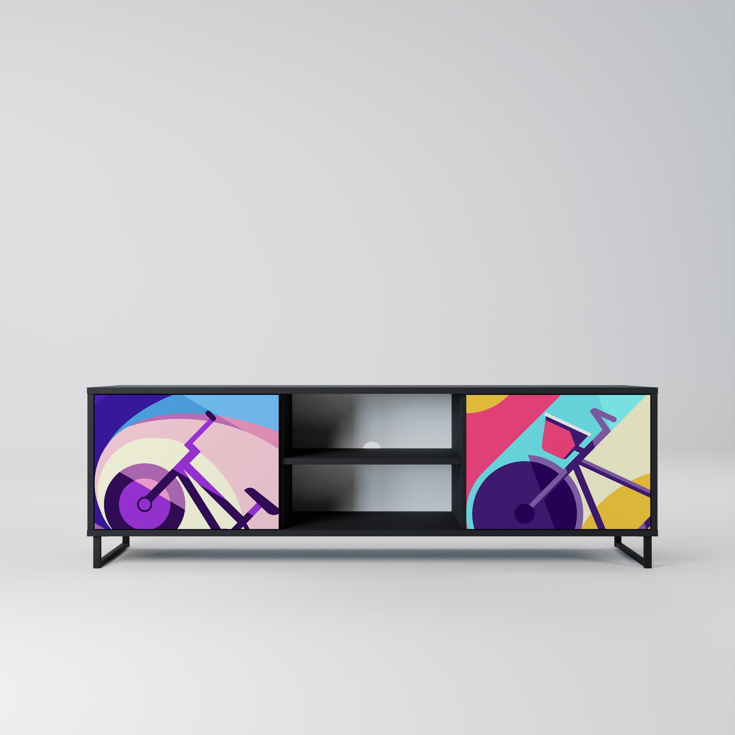 Meuble TV 2 portes BIKE DREAMS finition noire