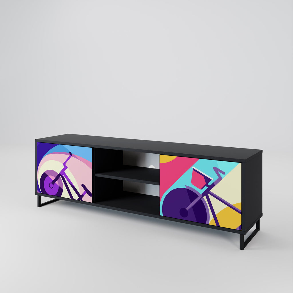 Meuble TV 2 portes BIKE DREAMS finition noire
