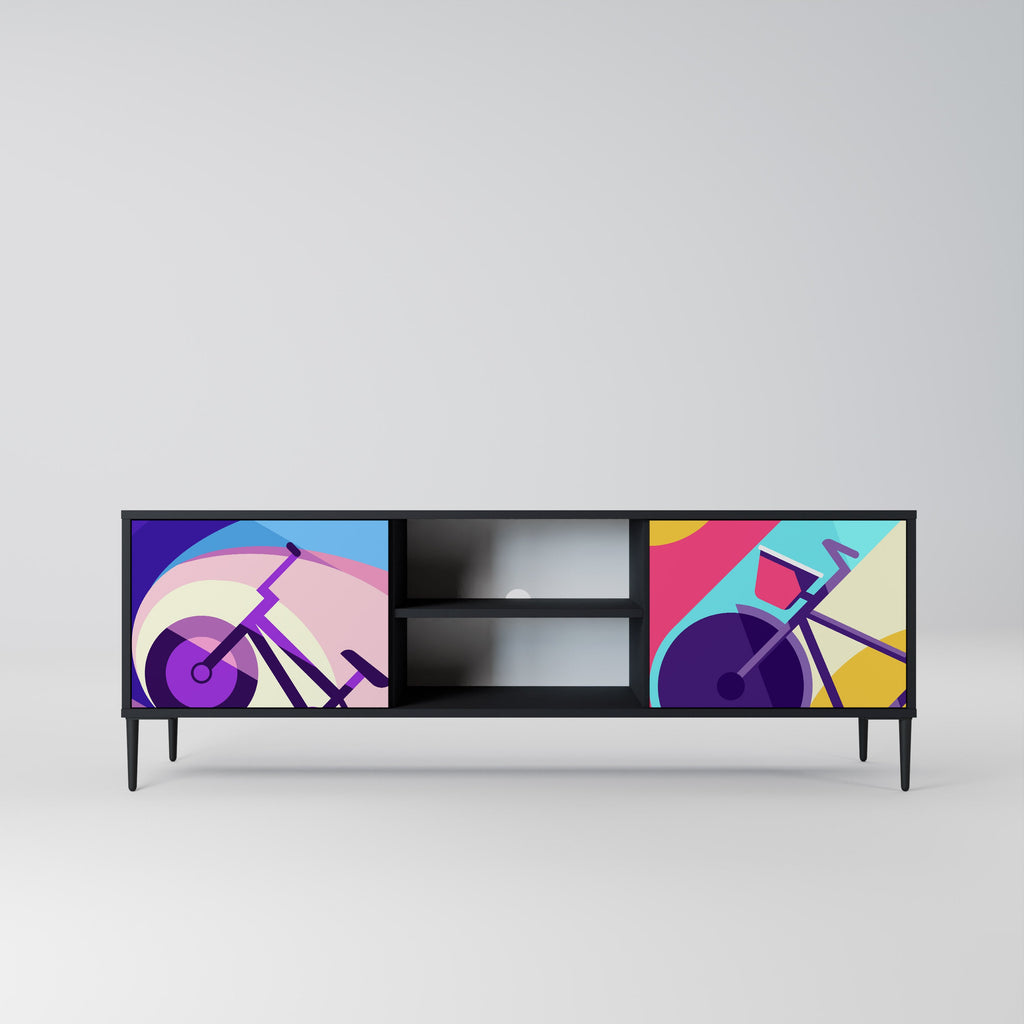 Meuble TV 2 portes BIKE DREAMS finition noire