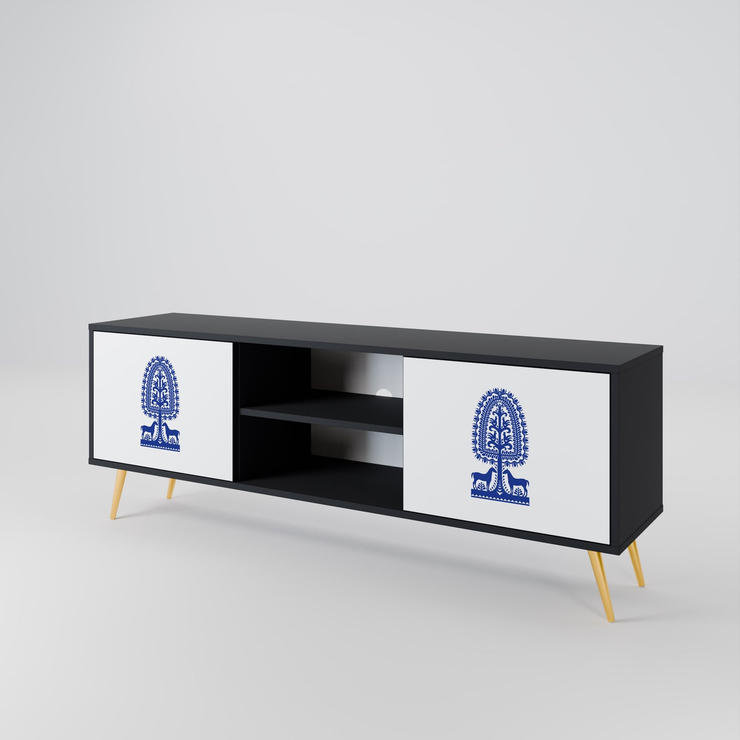 POLISH FOLK ART 2-Door TV Cabinet