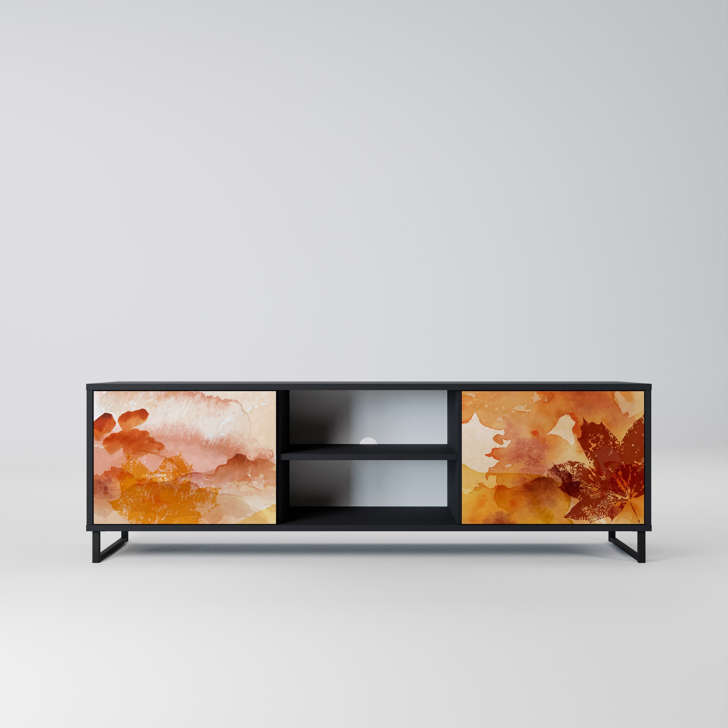 TRACES OF AUTUMN 2-Door TV Stand in Black Finish