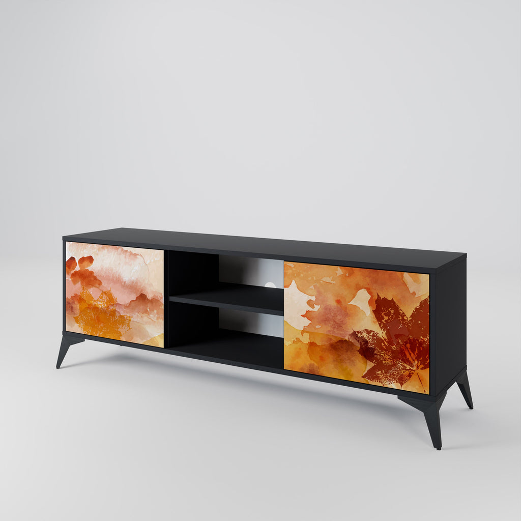 TRACES OF AUTUMN 2-Door TV Stand in Black Finish