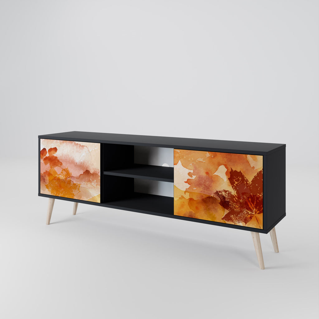 TRACES OF AUTUMN 2-Door TV Stand in Black Finish