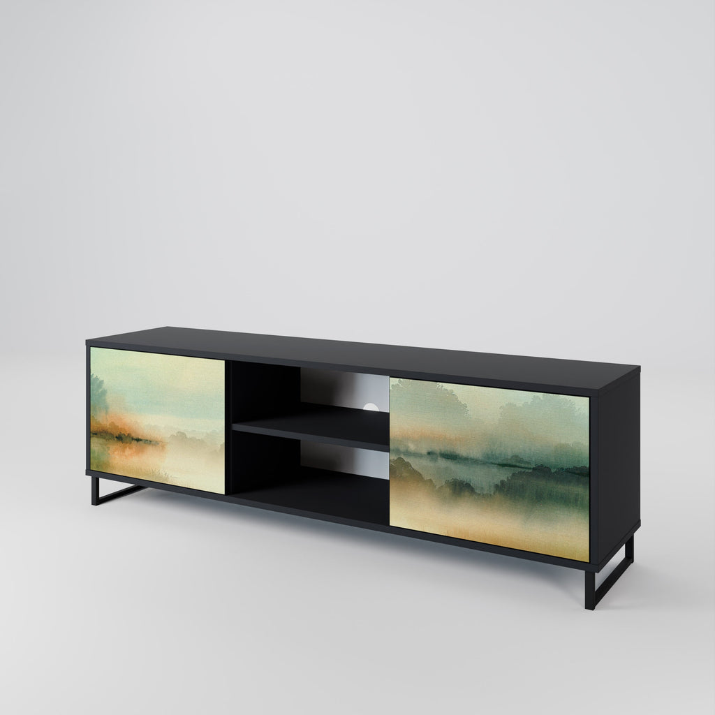 MORNING BY THE LAKE 2-Door TV Stand in Black Finish