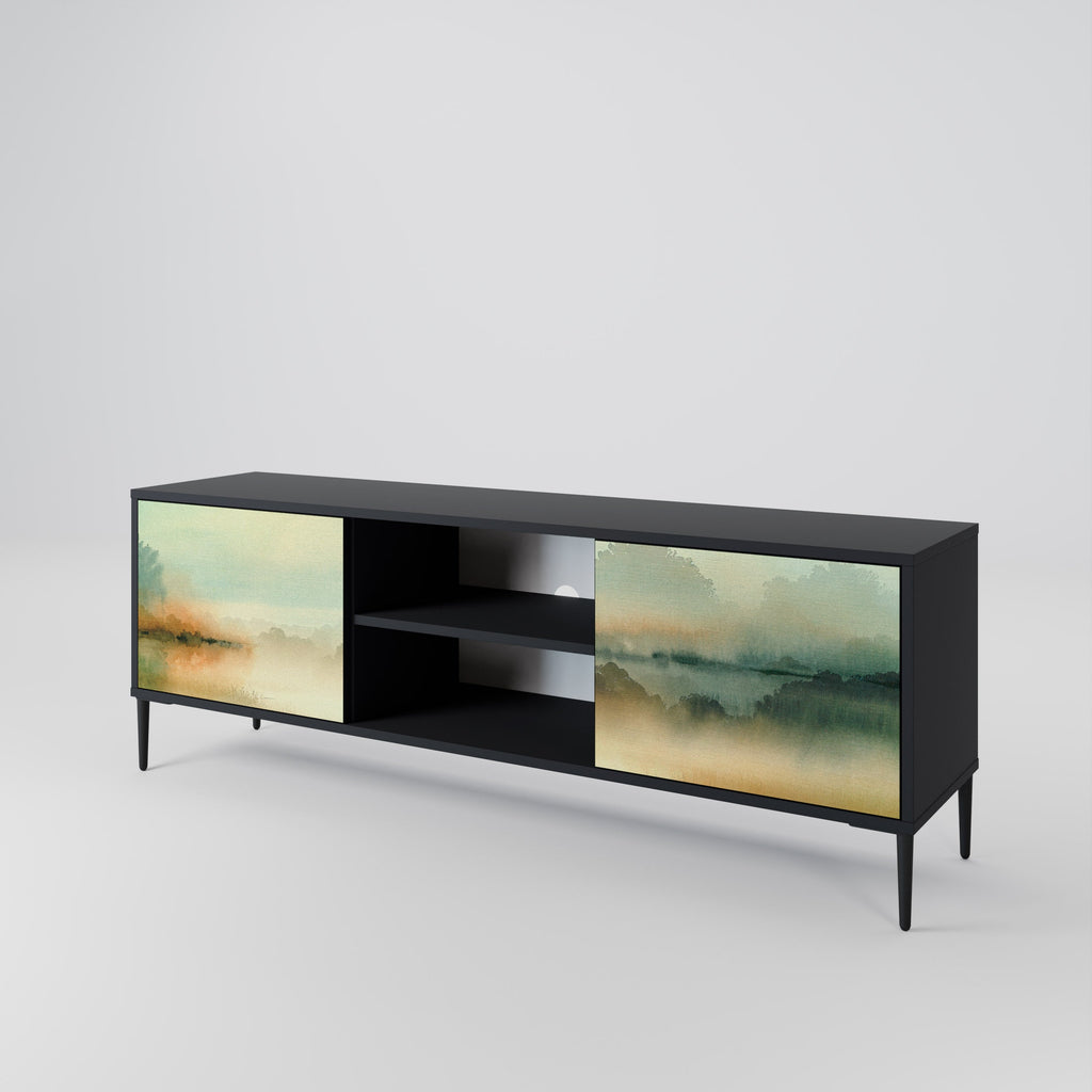 MORNING BY THE LAKE 2-Door TV Stand in Black Finish