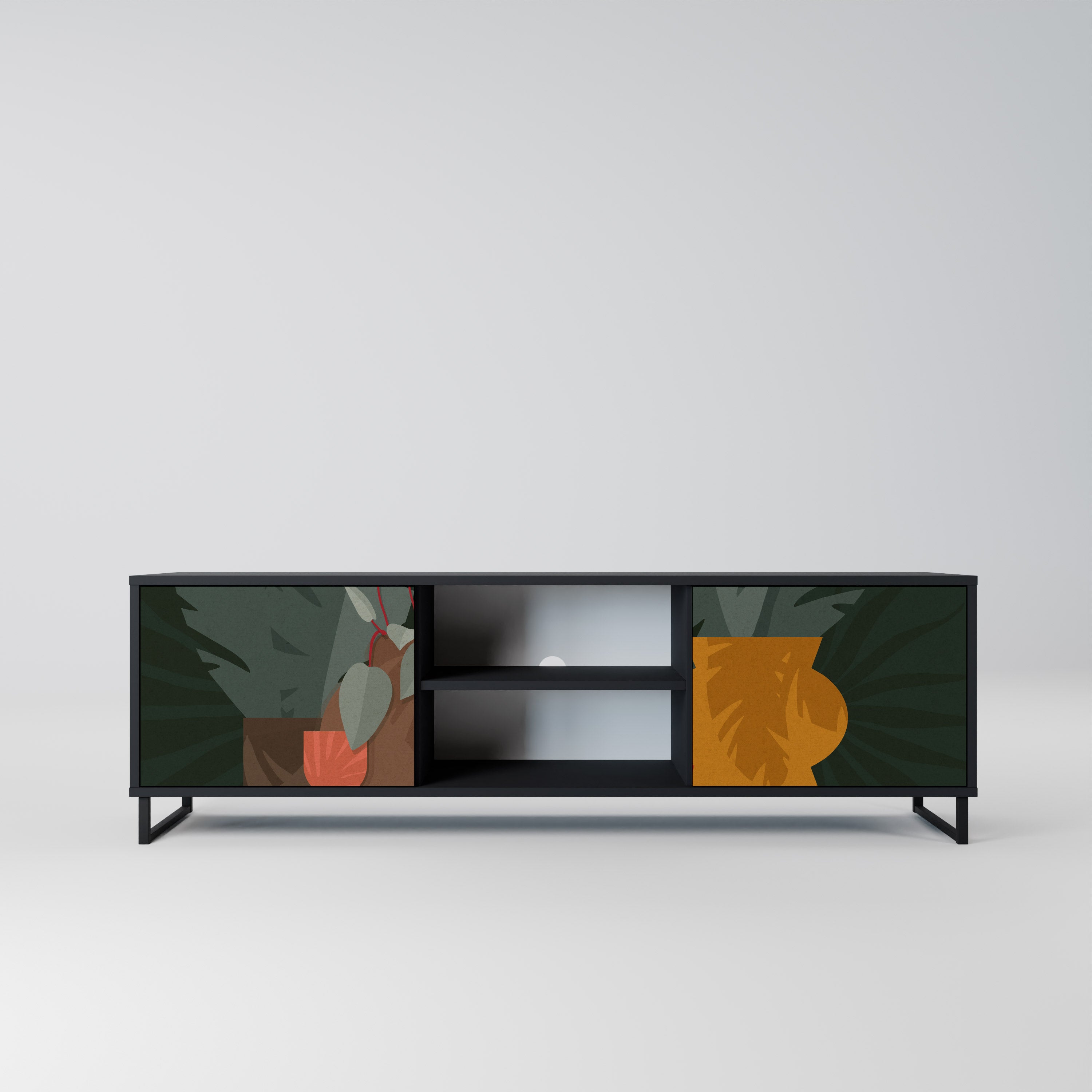 TROPICAL COMPOSITION 2-Door TV Stand in Black Finish