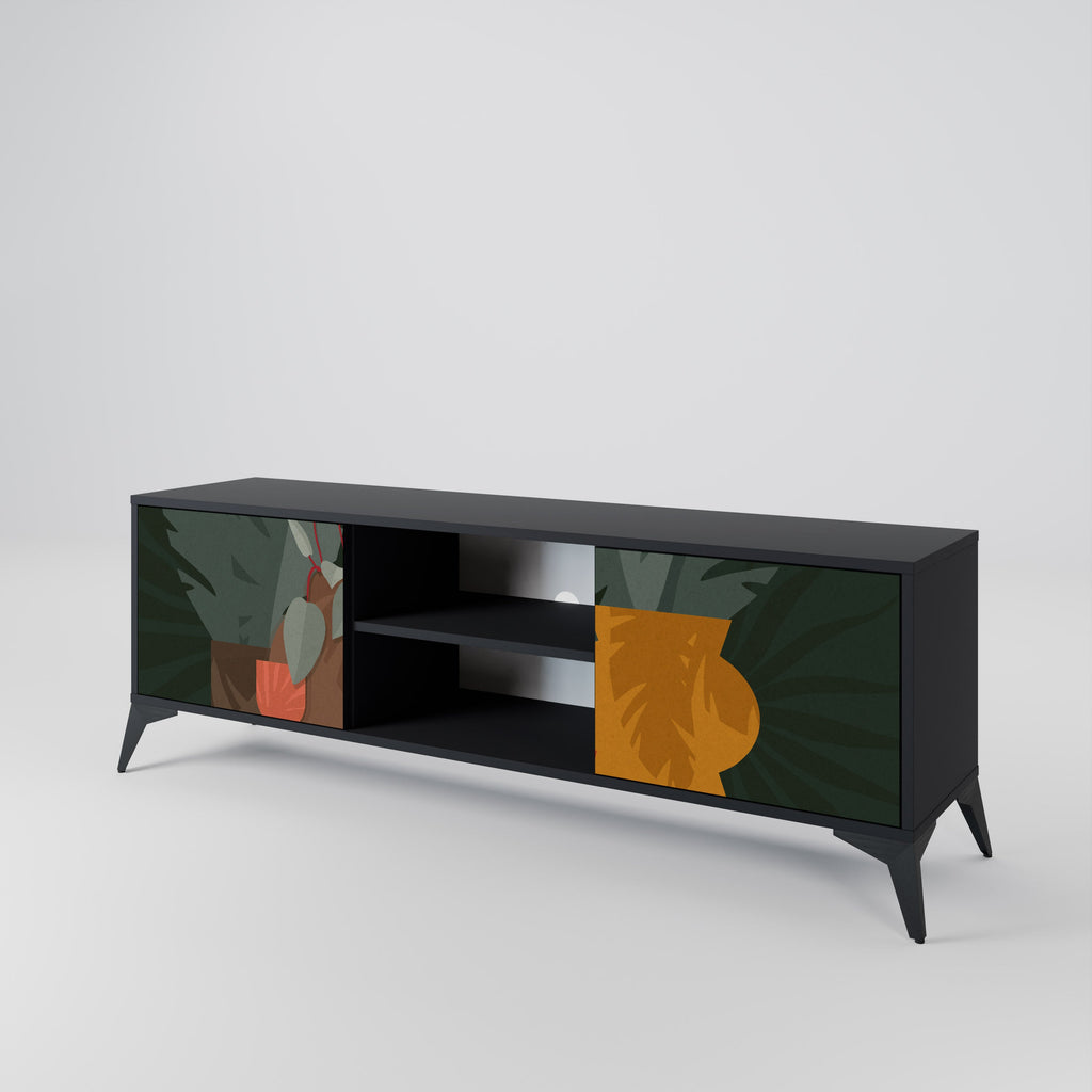 TROPICAL COMPOSITION 2-Door TV Stand in Black Finish