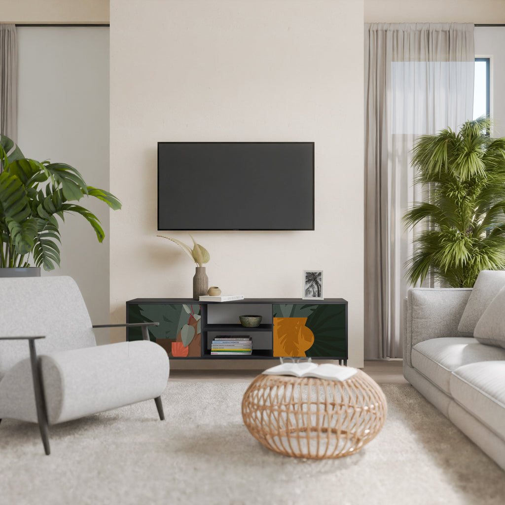 TROPICAL COMPOSITION 2-Door TV Stand in Black Finish