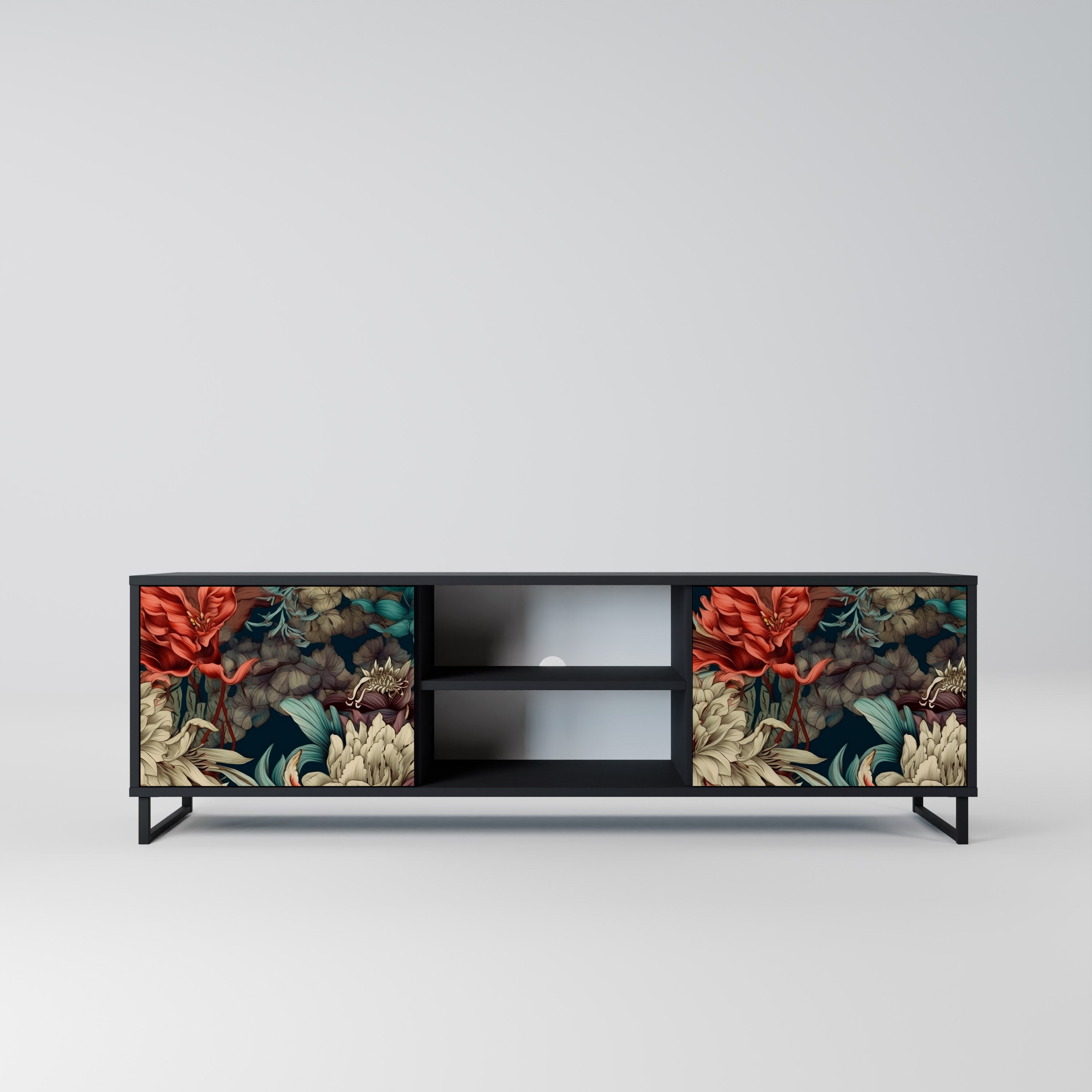 SPROUTING GRACE 2-Door TV Stand in Black Finish