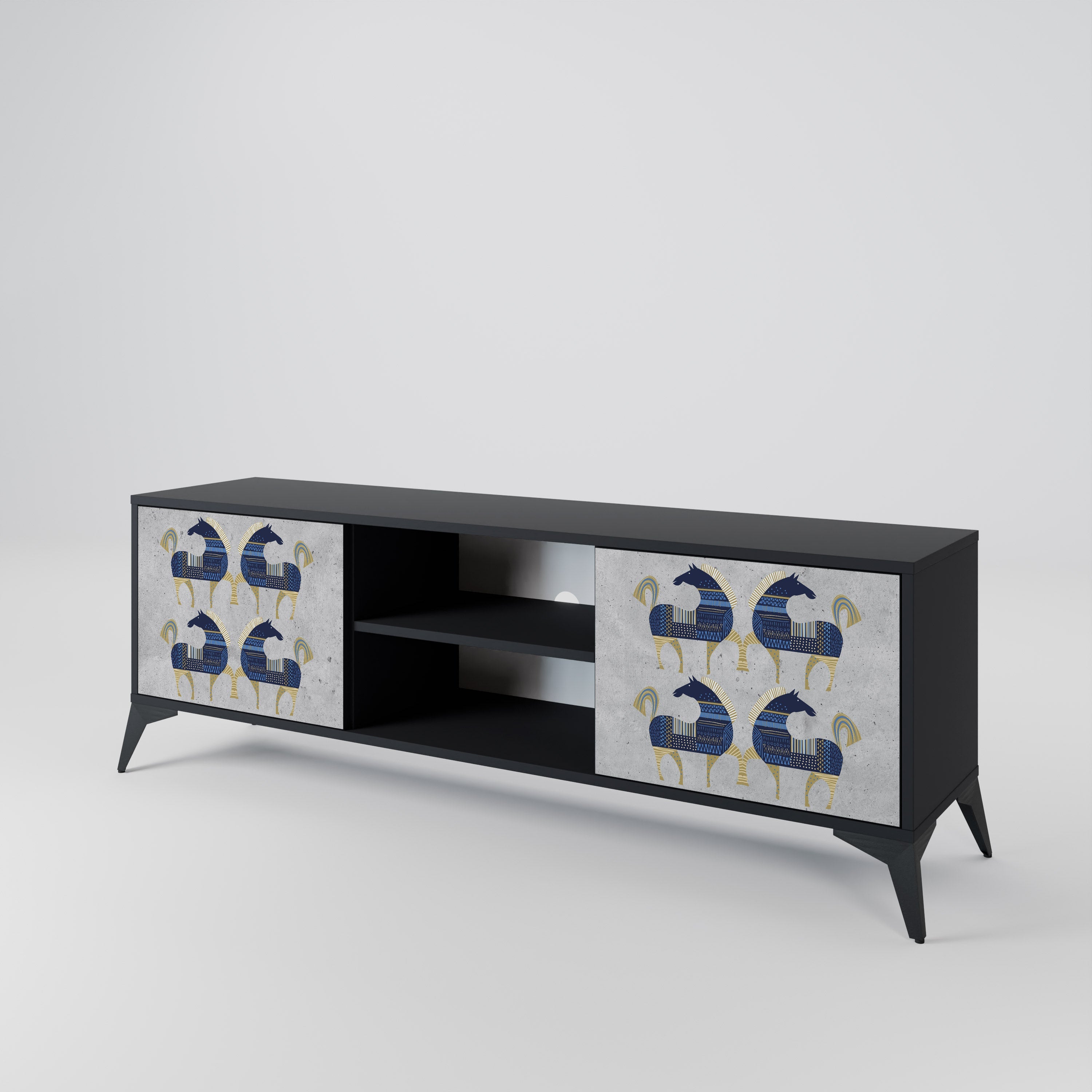 MAJESTIC STEED 2-Door TV Stand in Black Finish