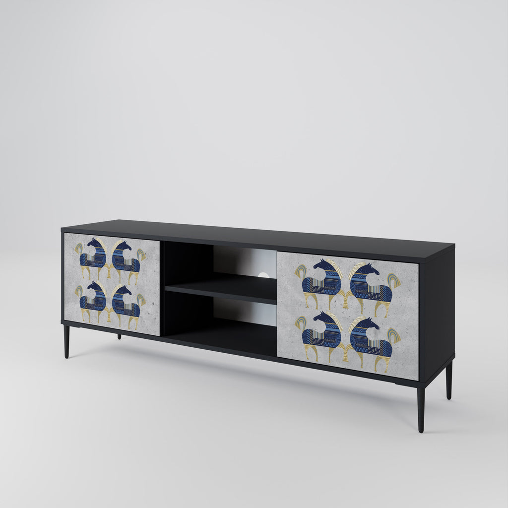 MAJESTIC STEED 2-Door TV Stand in Black Finish