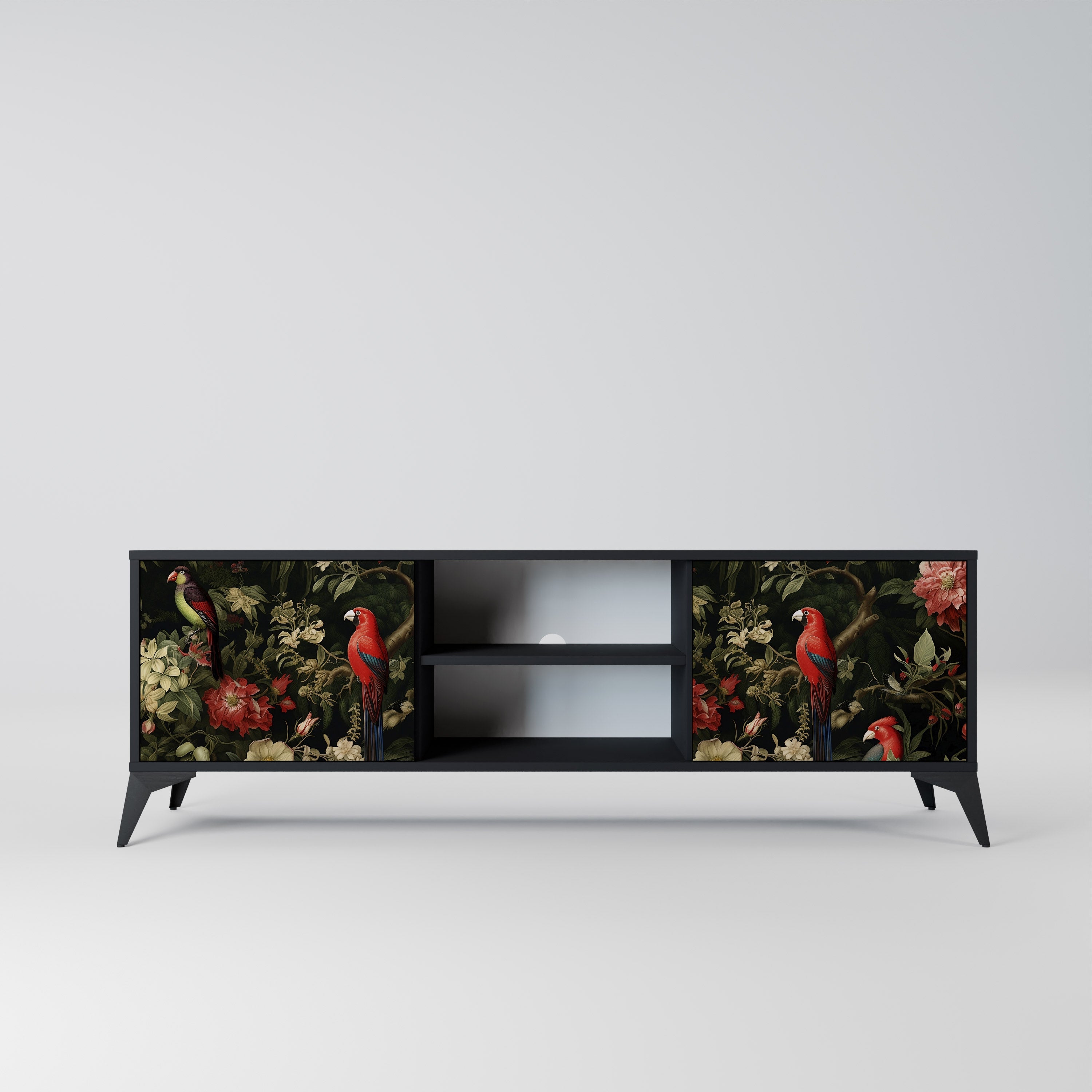 Meuble TV 2 portes AVIAN GREENERY finition noire