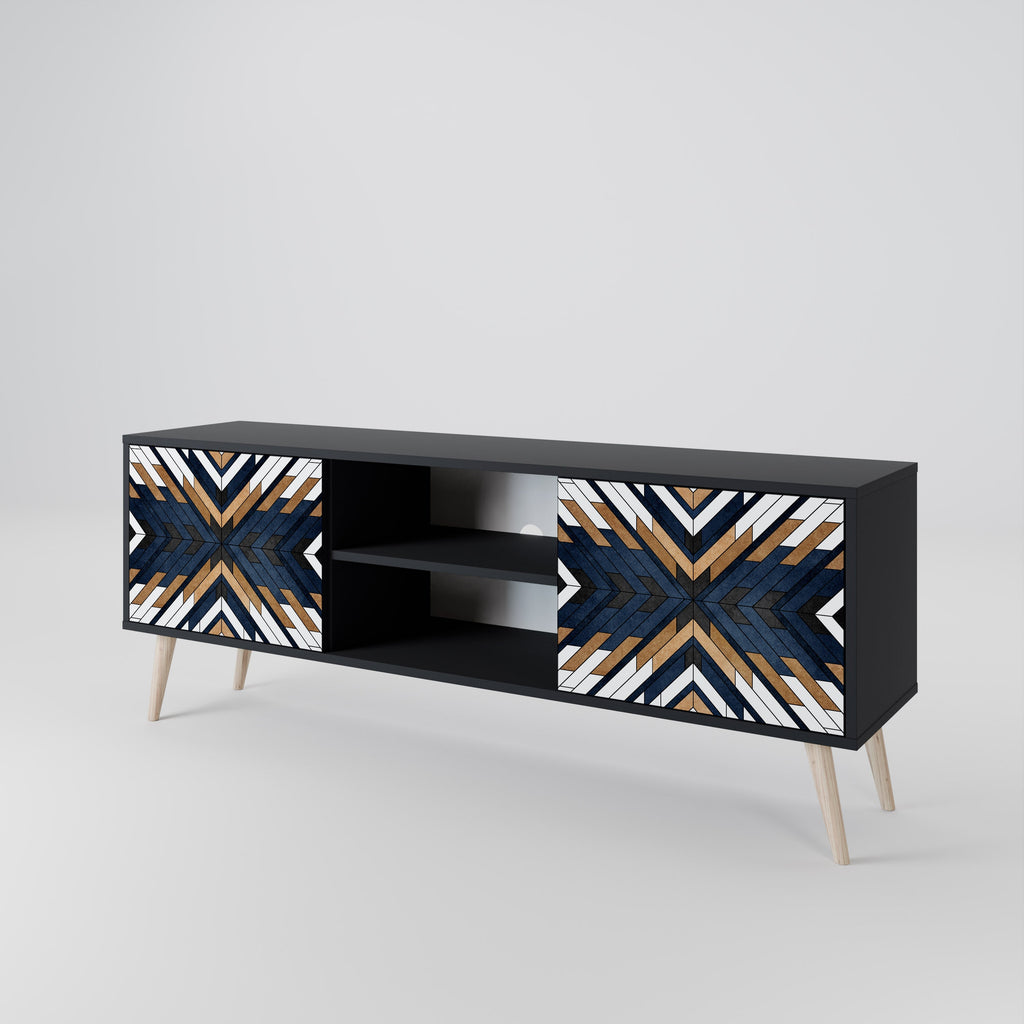 Meuble TV 2 portes ARTFUL GEOMETRY en finition noire