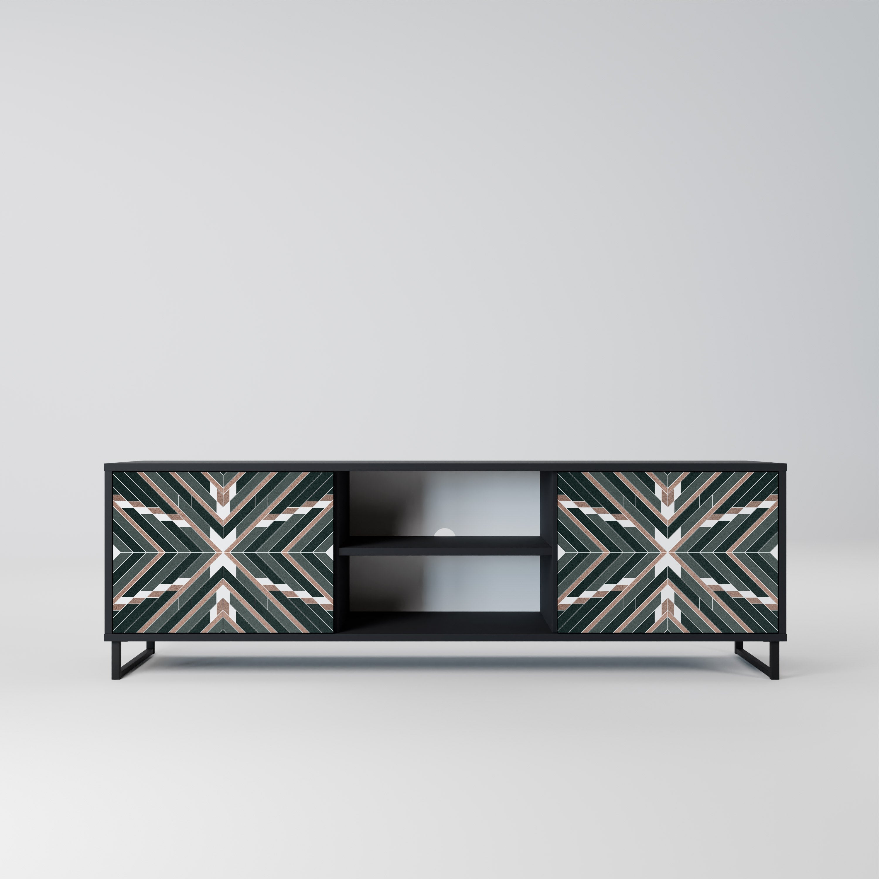 DIMENSION DELIGHTS 2-Door TV Stand in Black Finish