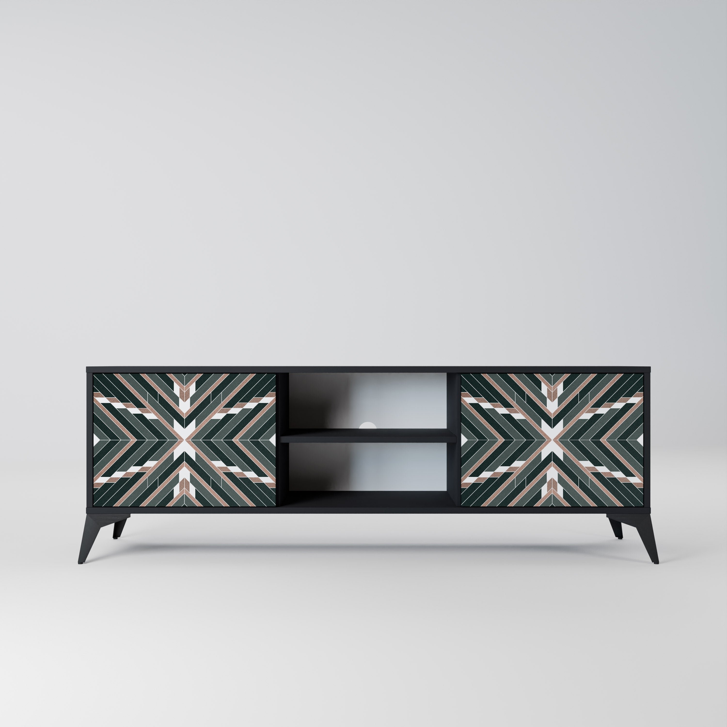 DIMENSION DELIGHTS 2-Door TV Stand in Black Finish