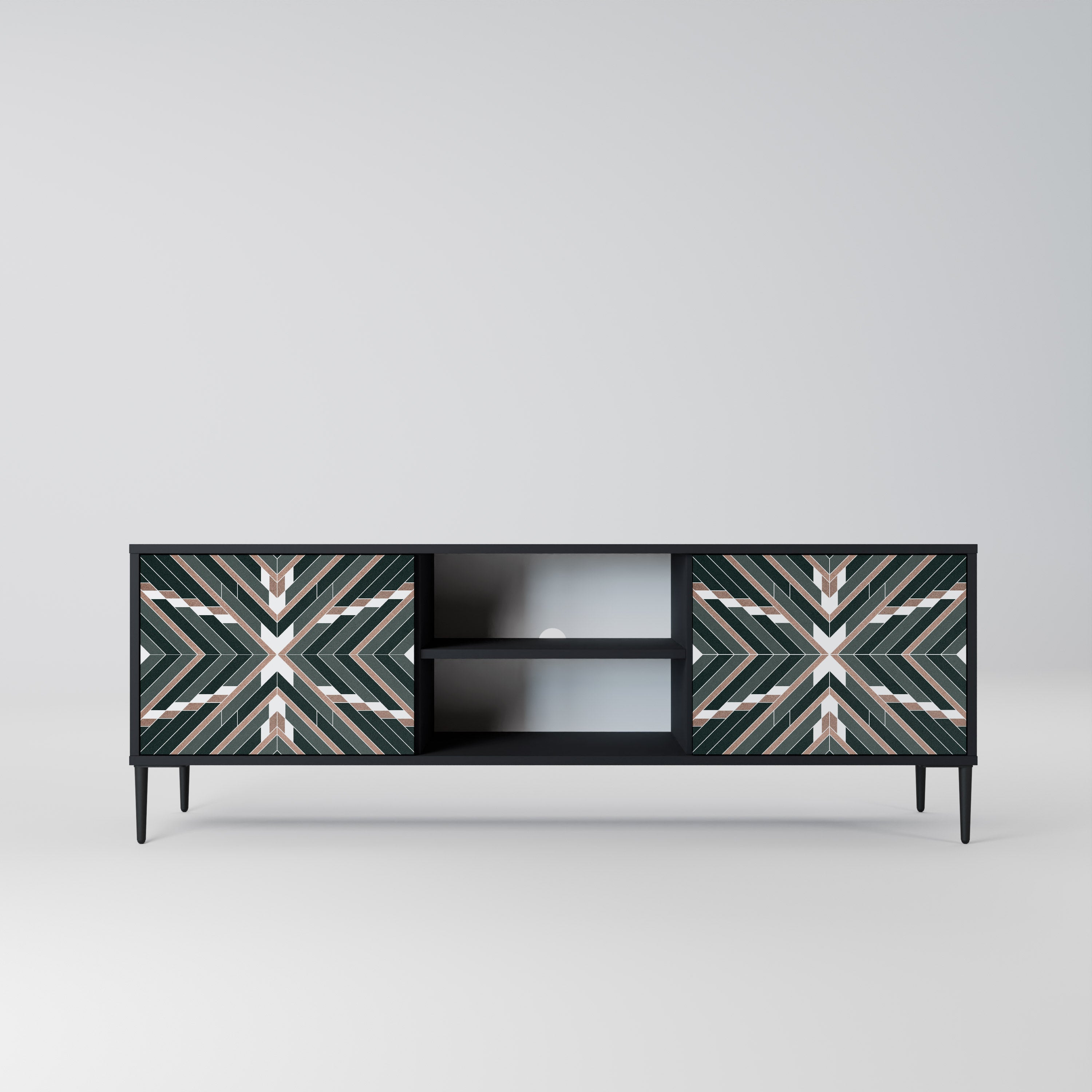 DIMENSION DELIGHTS 2-Door TV Stand in Black Finish