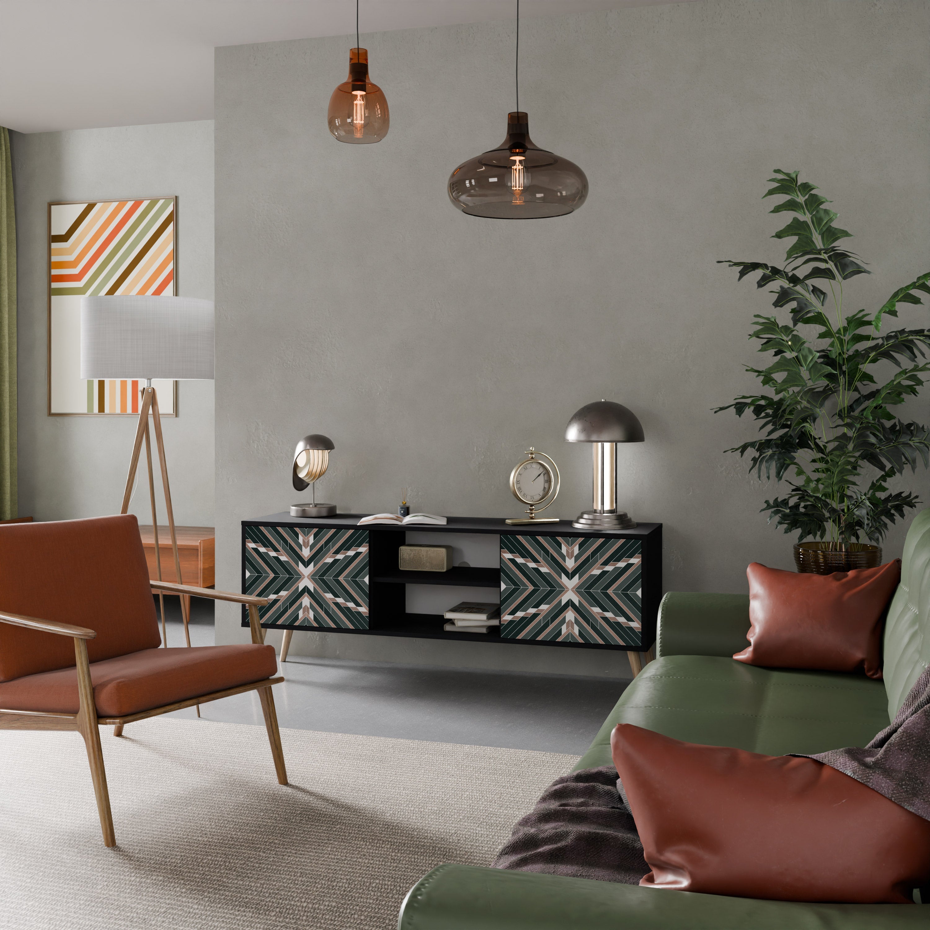 DIMENSION DELIGHTS 2-Door TV Stand in Black Finish