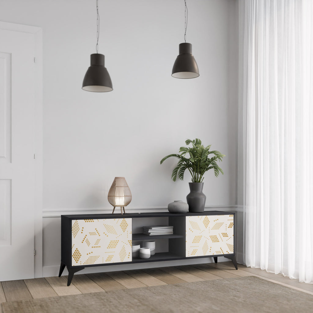 SPOTTED DAZE 2-Door TV Stand in Black Finish