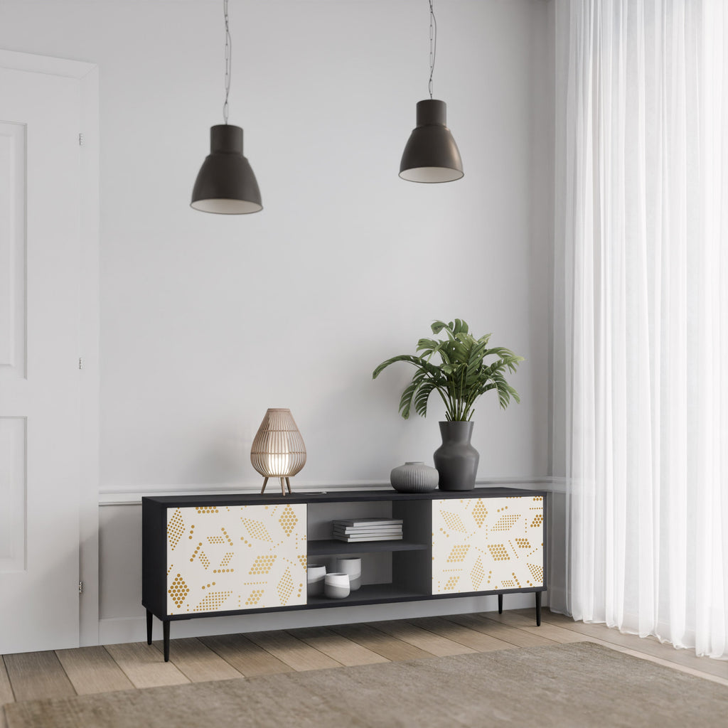 SPOTTED DAZE 2-Door TV Stand in Black Finish
