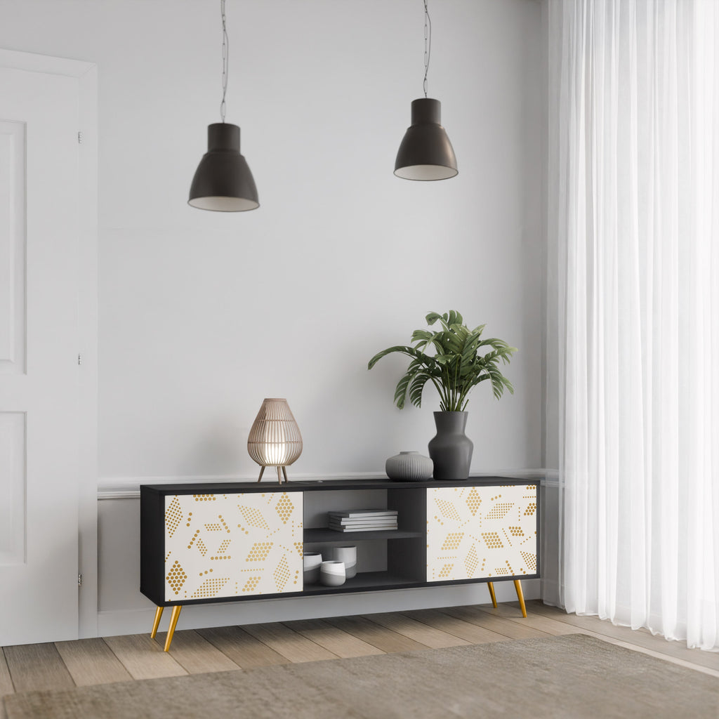 SPOTTED DAZE 2-Door TV Stand in Black Finish