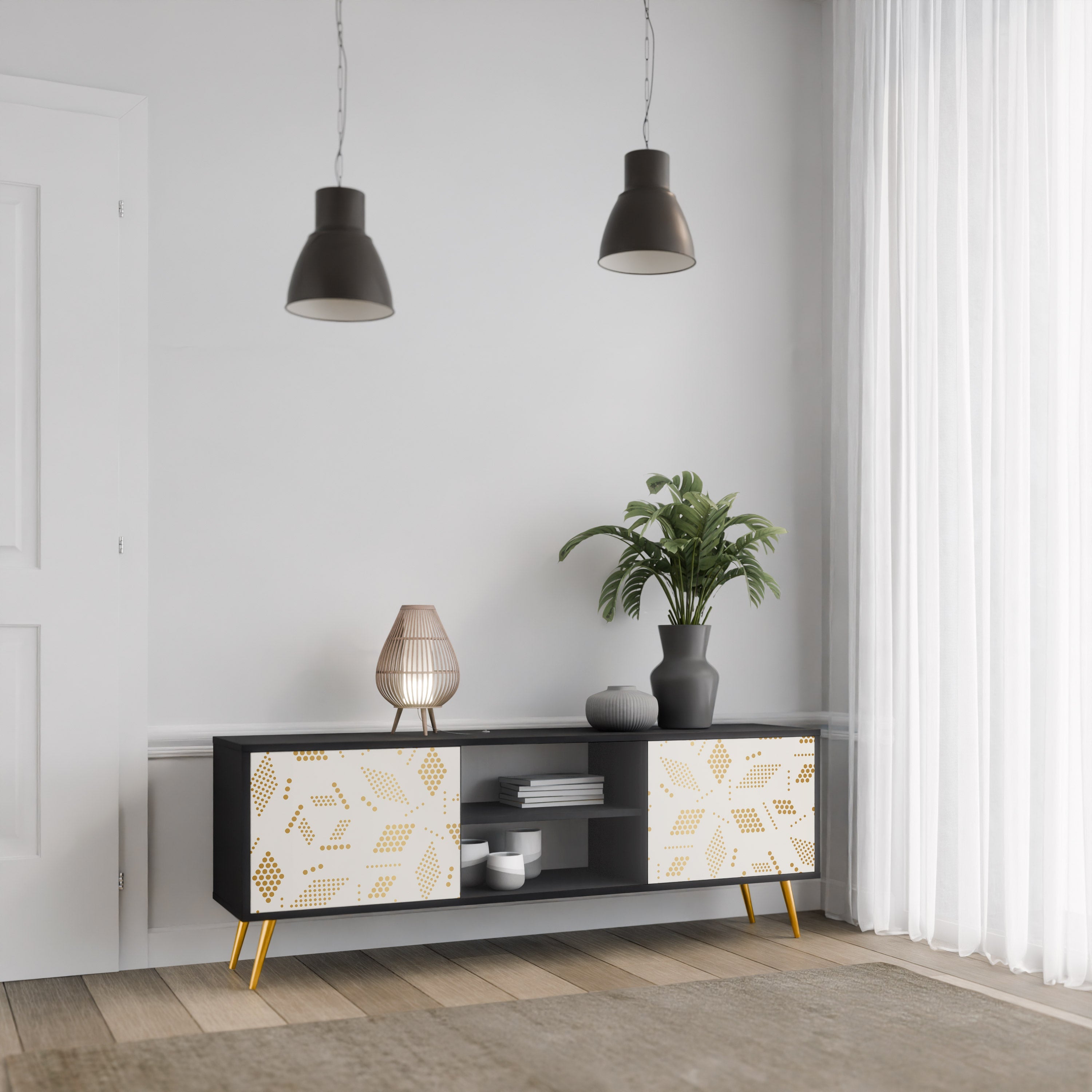 SPOTTED DAZE 2-Door TV Stand in Black Finish