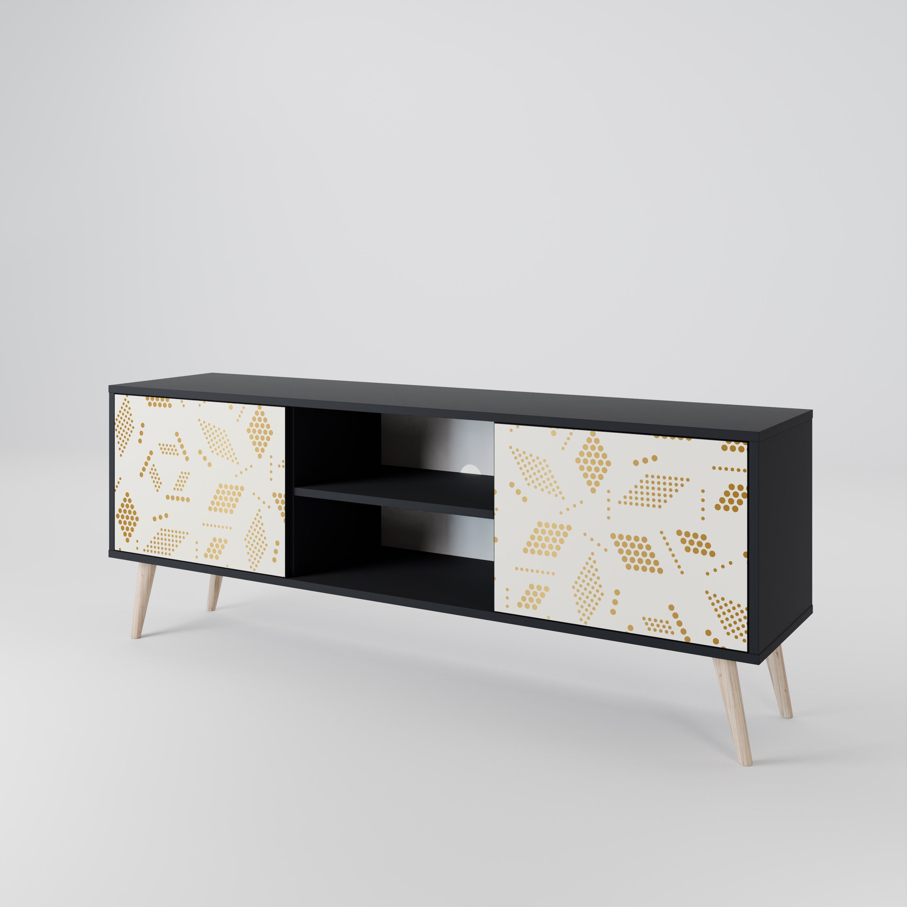 SPOTTED DAZE 2-Door TV Stand in Black Finish