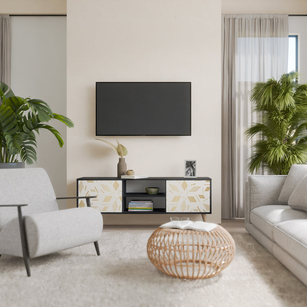 SPOTTED DAZE 2-Door TV Stand in Black Finish