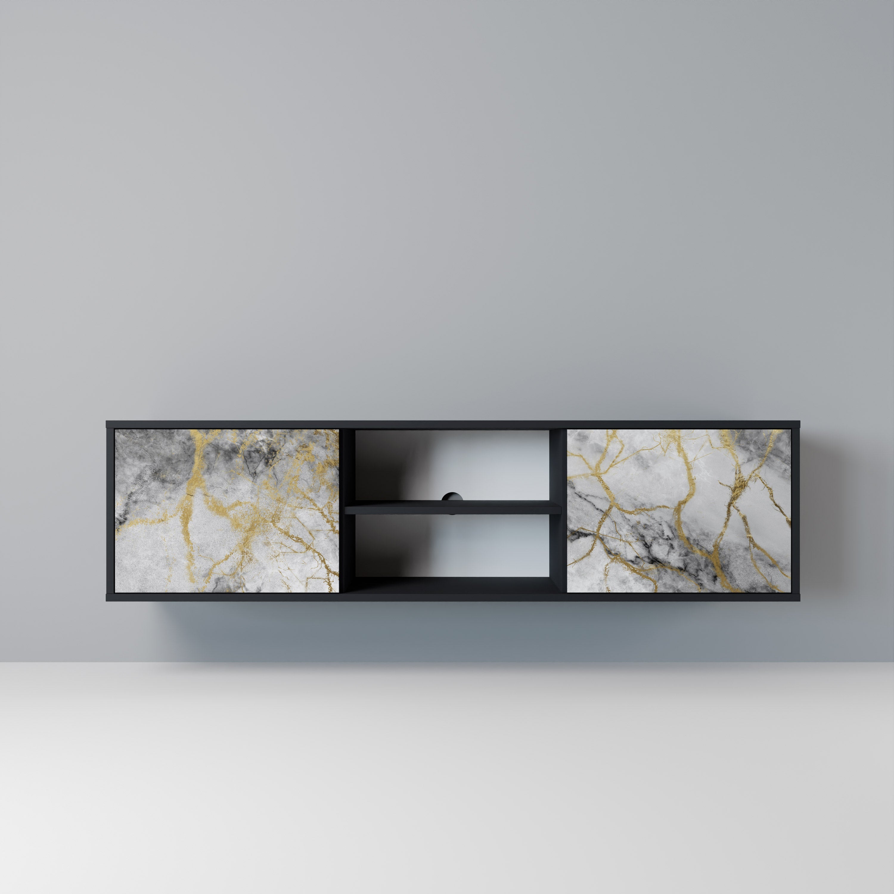 TIMELESS GLIDE 2-Door TV Stand in Black Finish