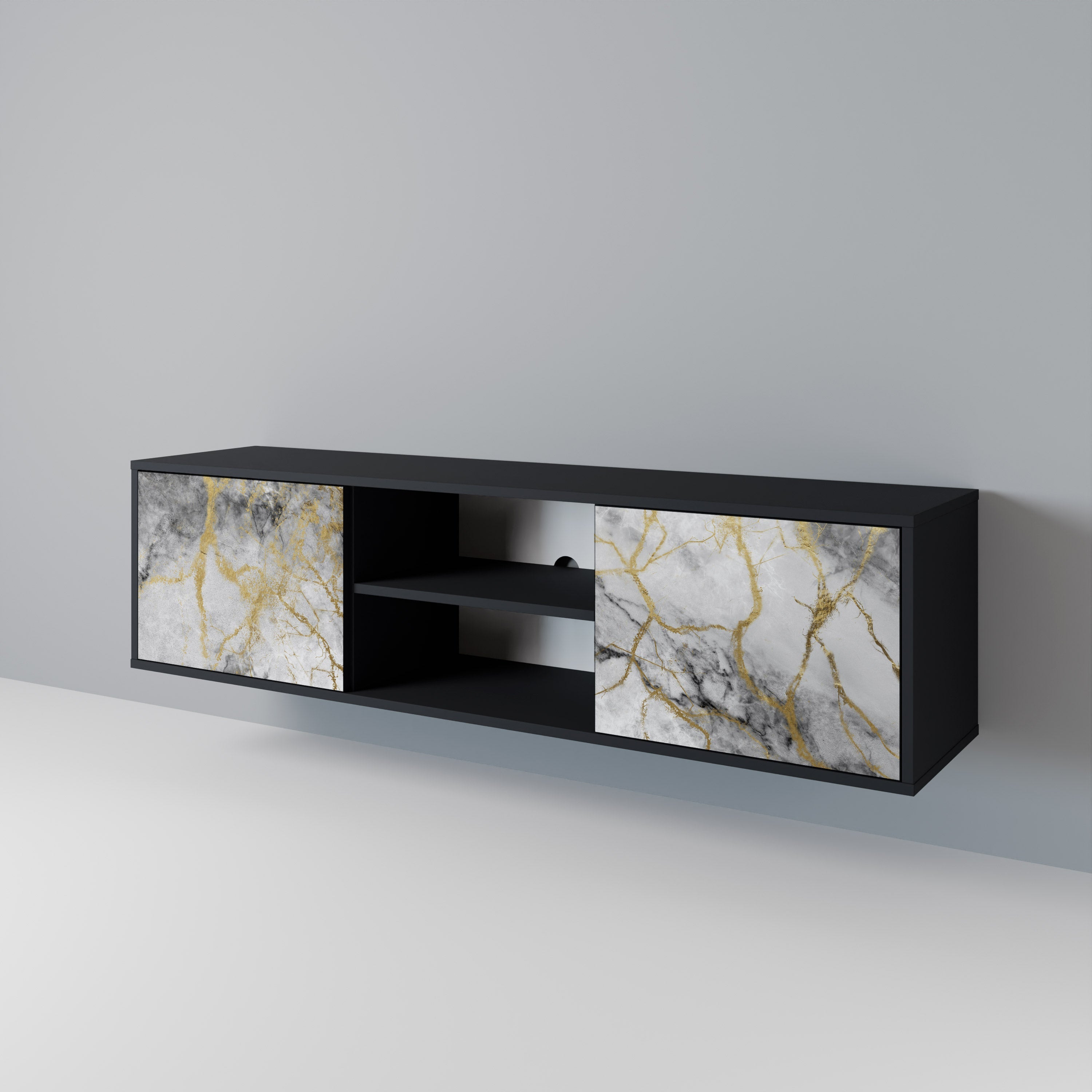 TIMELESS GLIDE 2-Door TV Stand in Black Finish