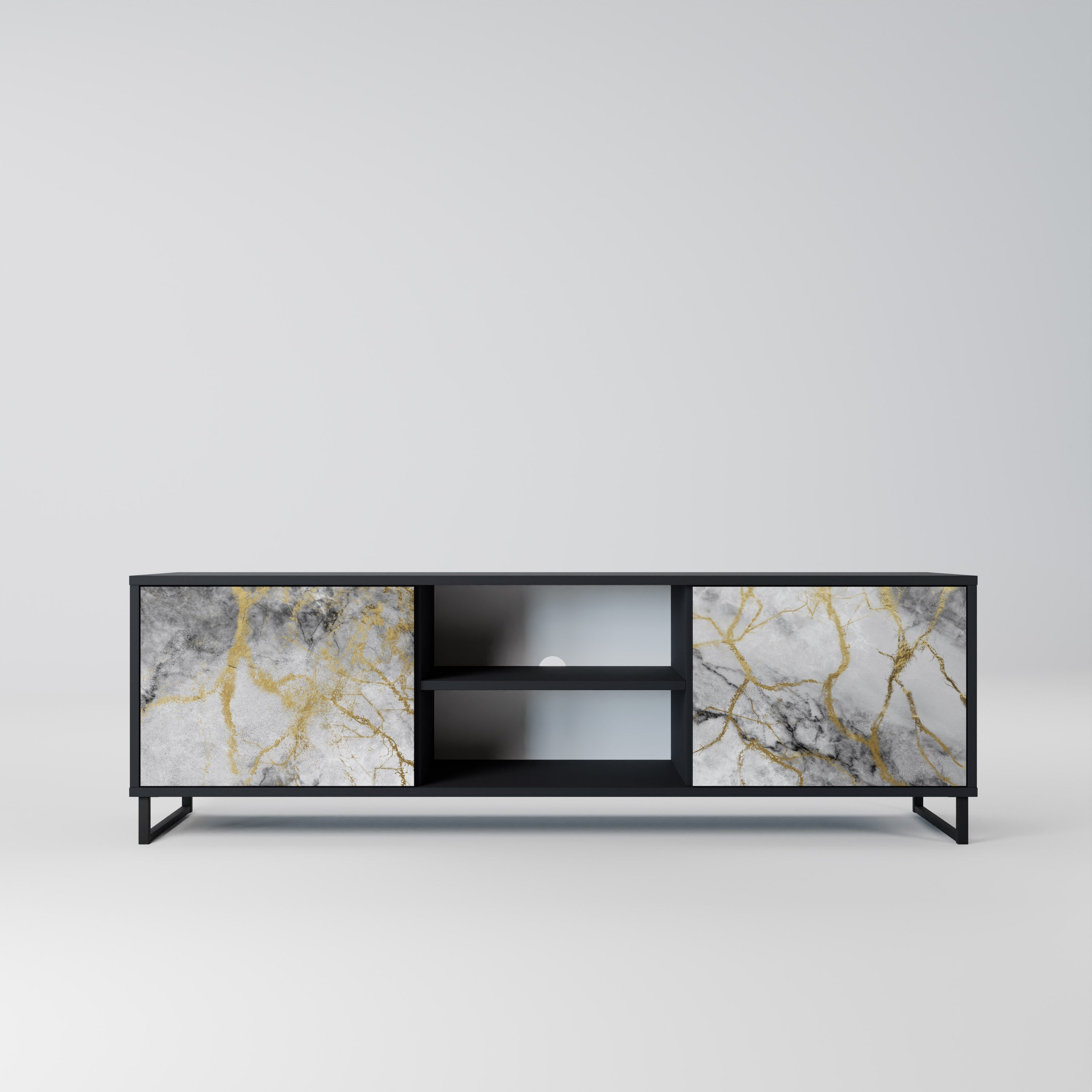 TIMELESS GLIDE 2-Door TV Stand in Black Finish